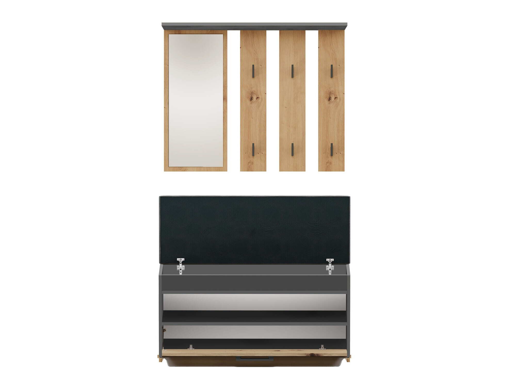 Komplet za predsobo Mandeville 218 (Antracit + Artisan hrast)