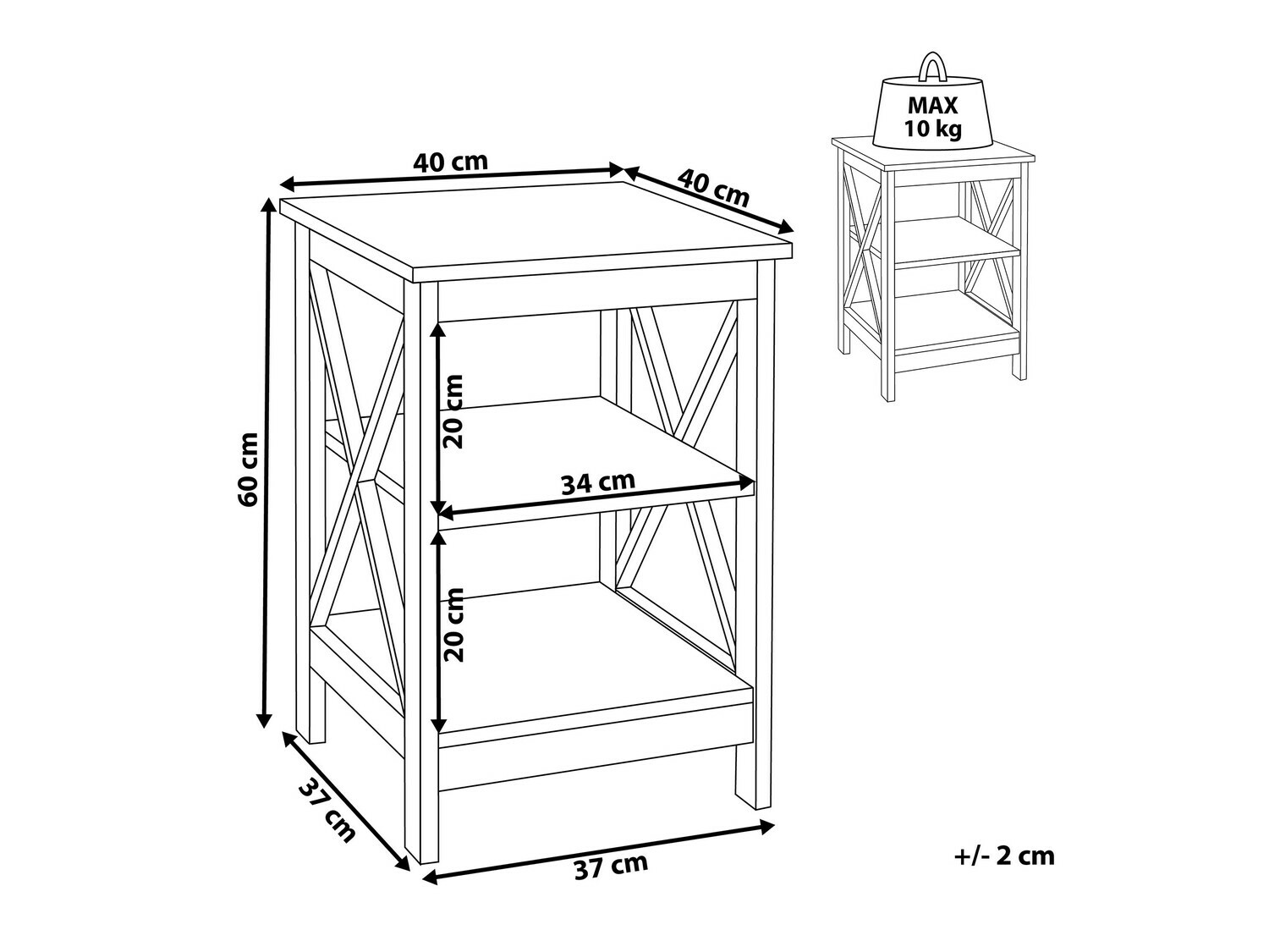 Stranska mizica Cateti 103 (Črna)