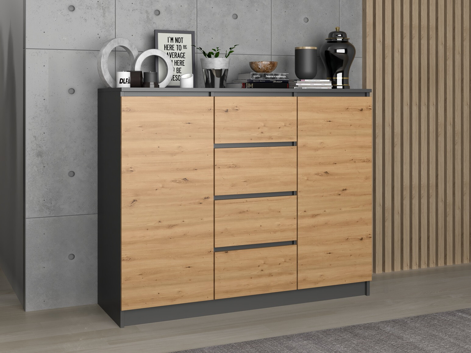 Komoda Elbvelu 113 (Antracit + Artisan hrast)