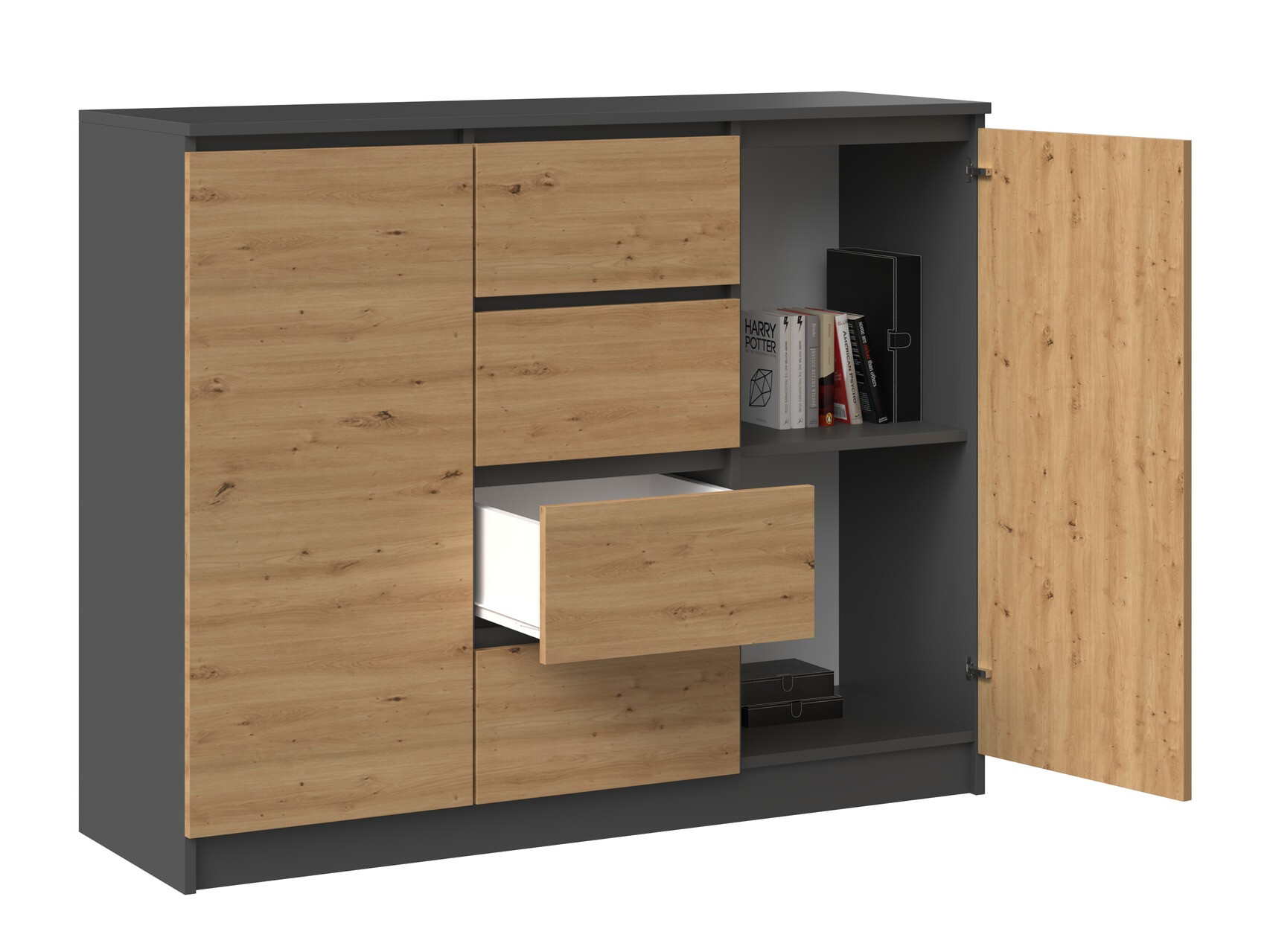 Komoda Elbvelu 113 (Antracit + Artisan hrast)