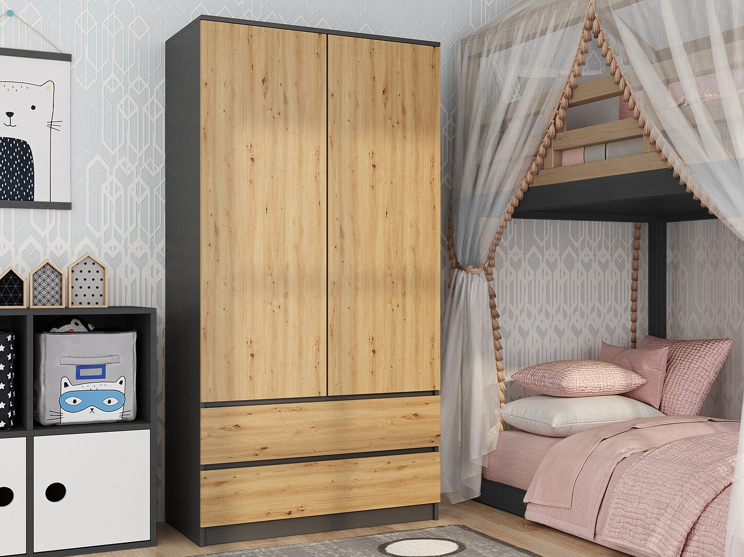 Garderobna omara Elbvelu 116 (Antracit + Artisan hrast)