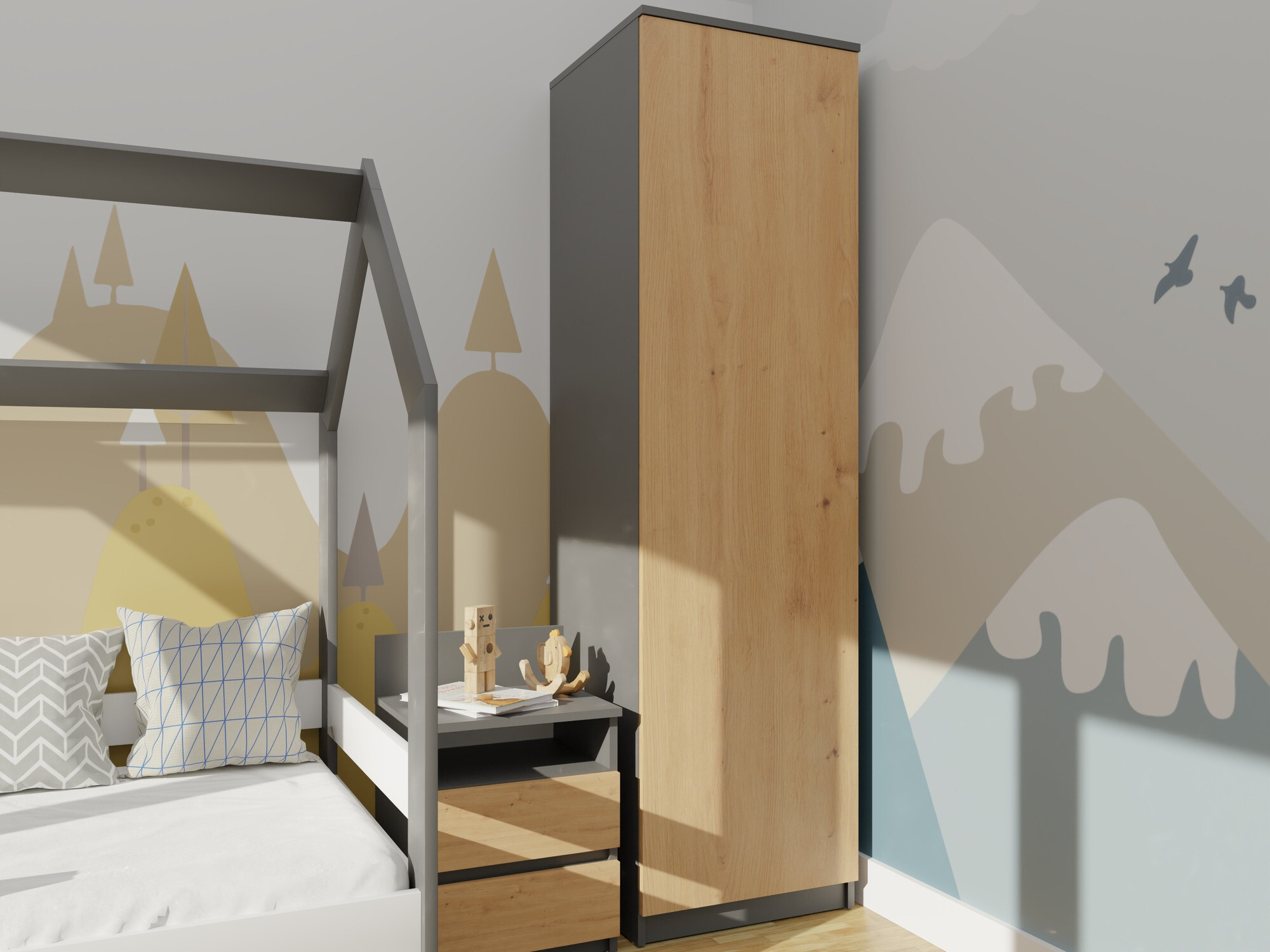 Garderobna omara Elbvelu 118 (Antracit + Artisan hrast)