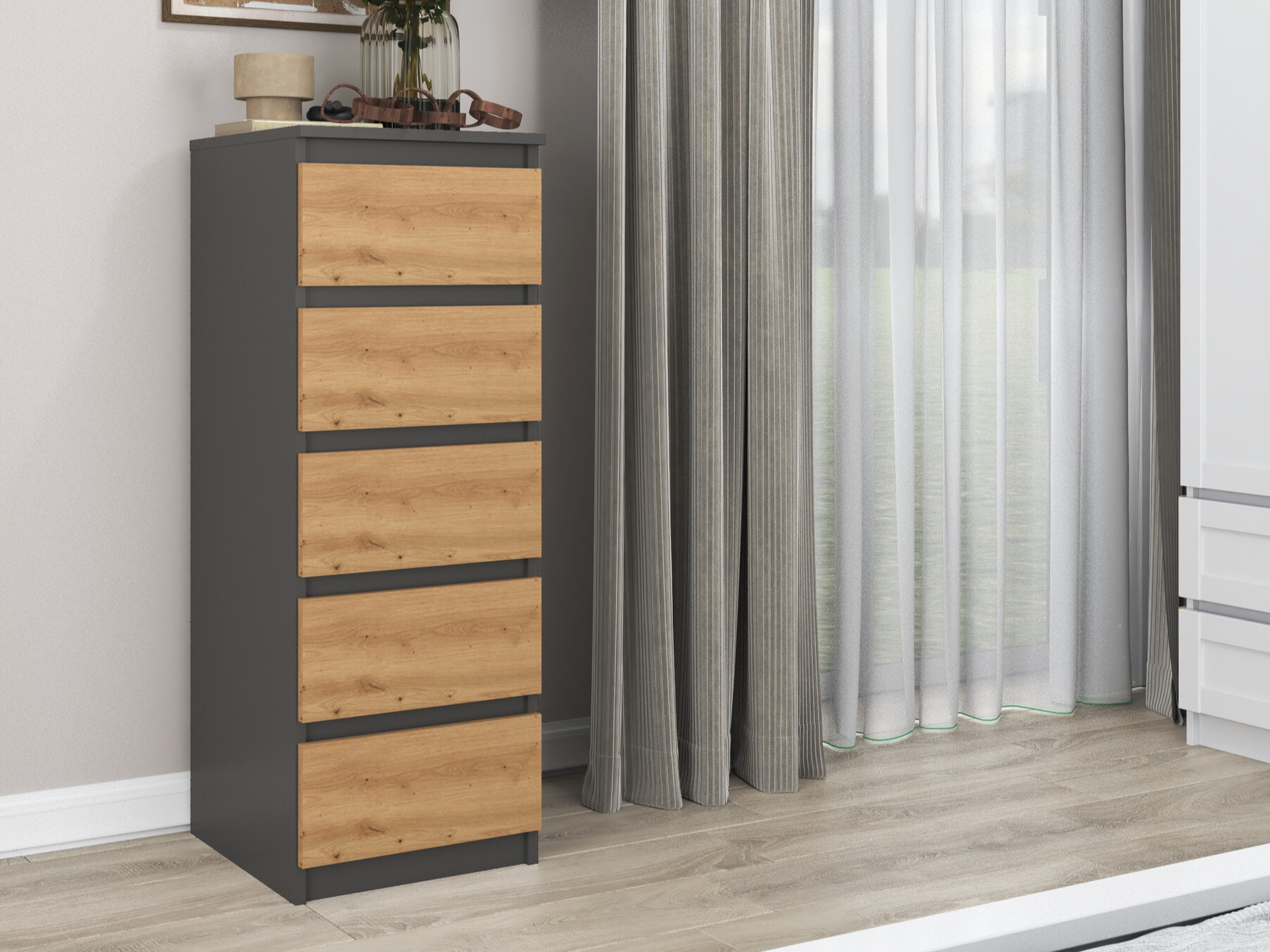 Komoda Elbvelu 121 (Antracit + Artisan hrast)