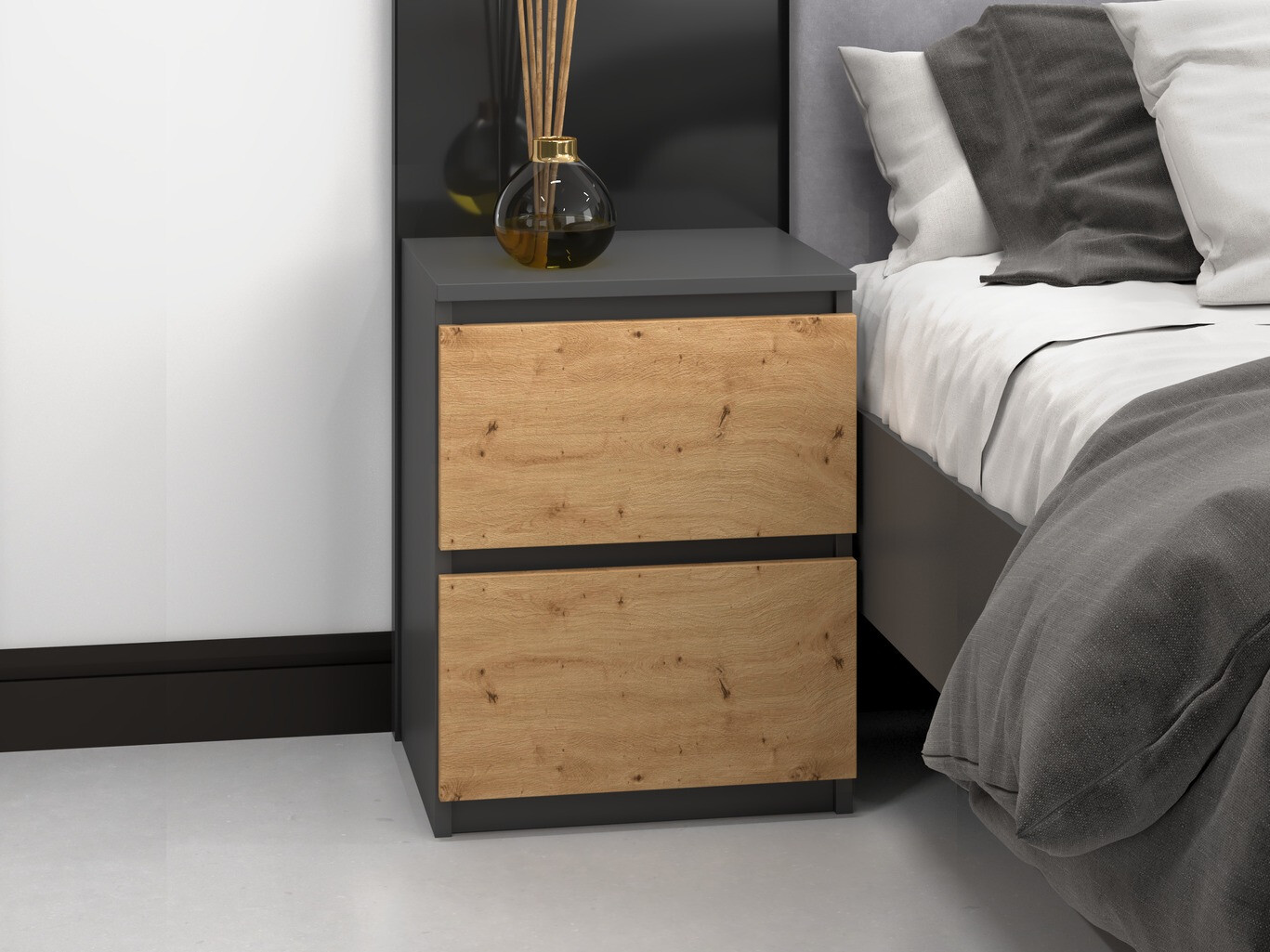 Nočna omarica Elbvelu 120 (Antracit + Artisan hrast)