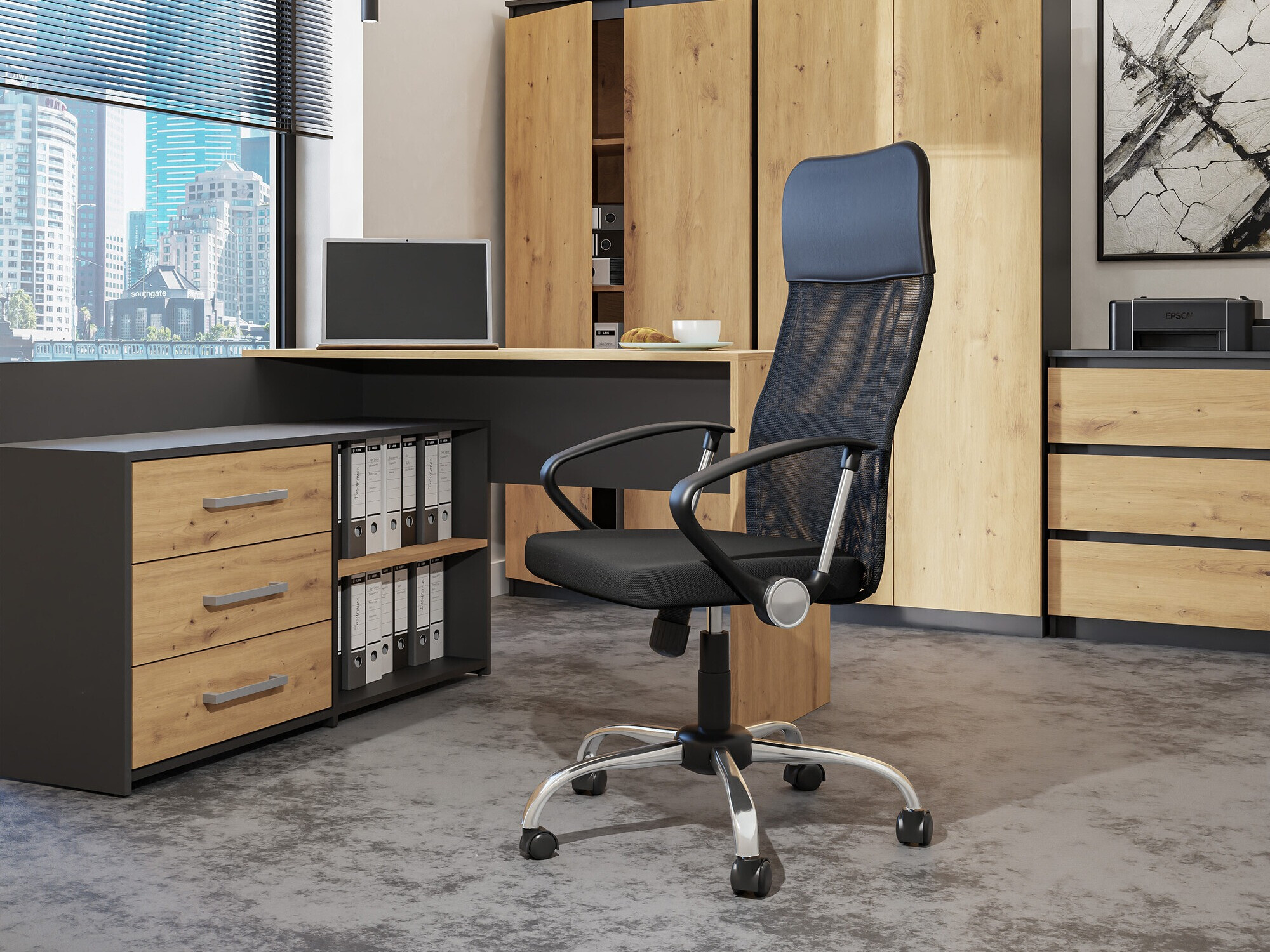 Pisarniški stol Mandeville 227 (Črna)