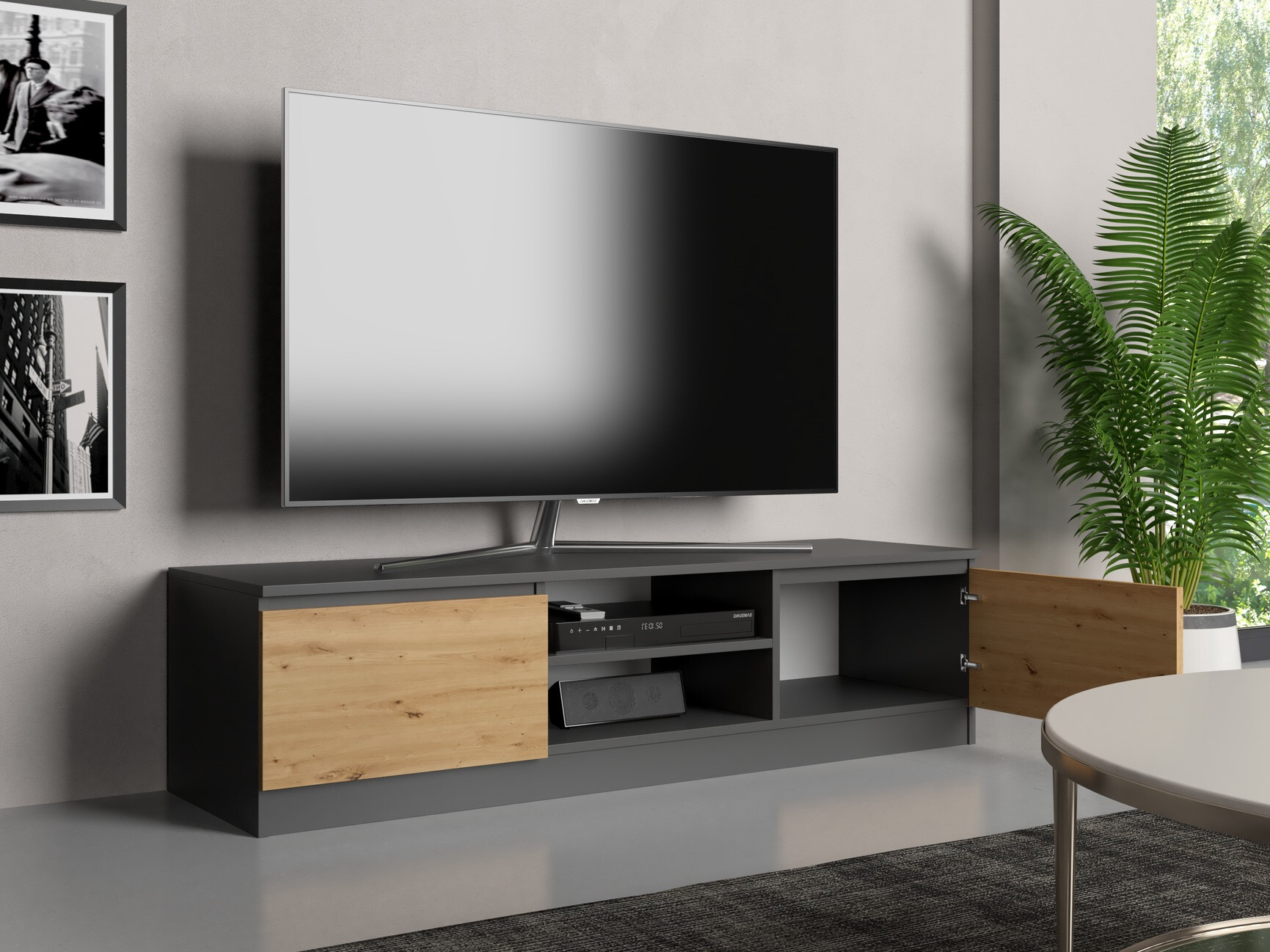 TV-omarica Elbvelu 125 (Antracit + Artisan hrast)