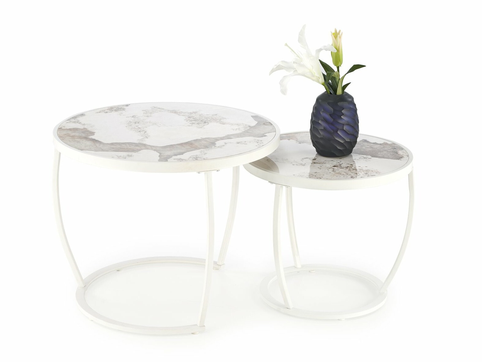 Komplet klubskih mizic Houston 1658 (Bela + Beli marmor)