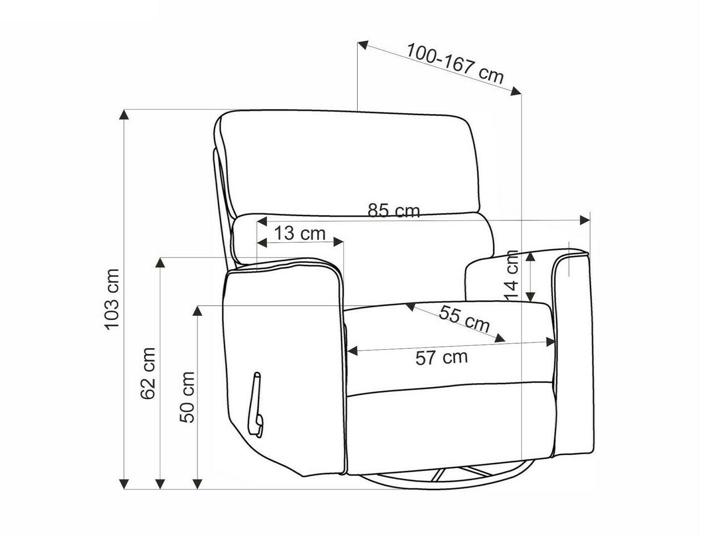 Fotelj s počivalnikom Houston 1669 (Siva)