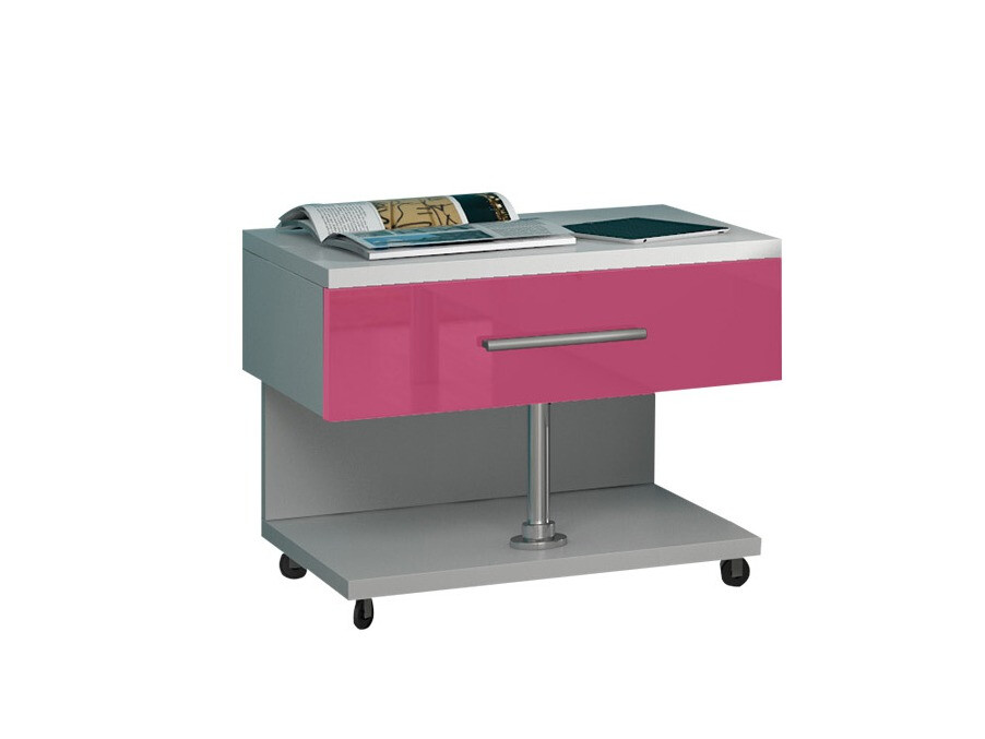 Nočna omarica Campus (Bela + Sijaj roza)