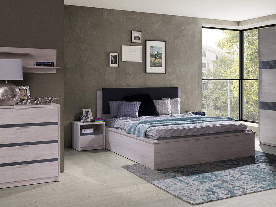 Nočna omarica Fivelbo 108 (Monastery hrast + Sijaj črna)