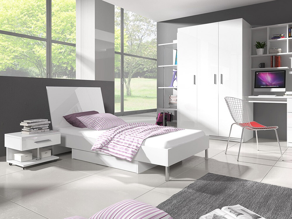 Nočna omarica Salmere 103 (Bela + Sijaj bela)