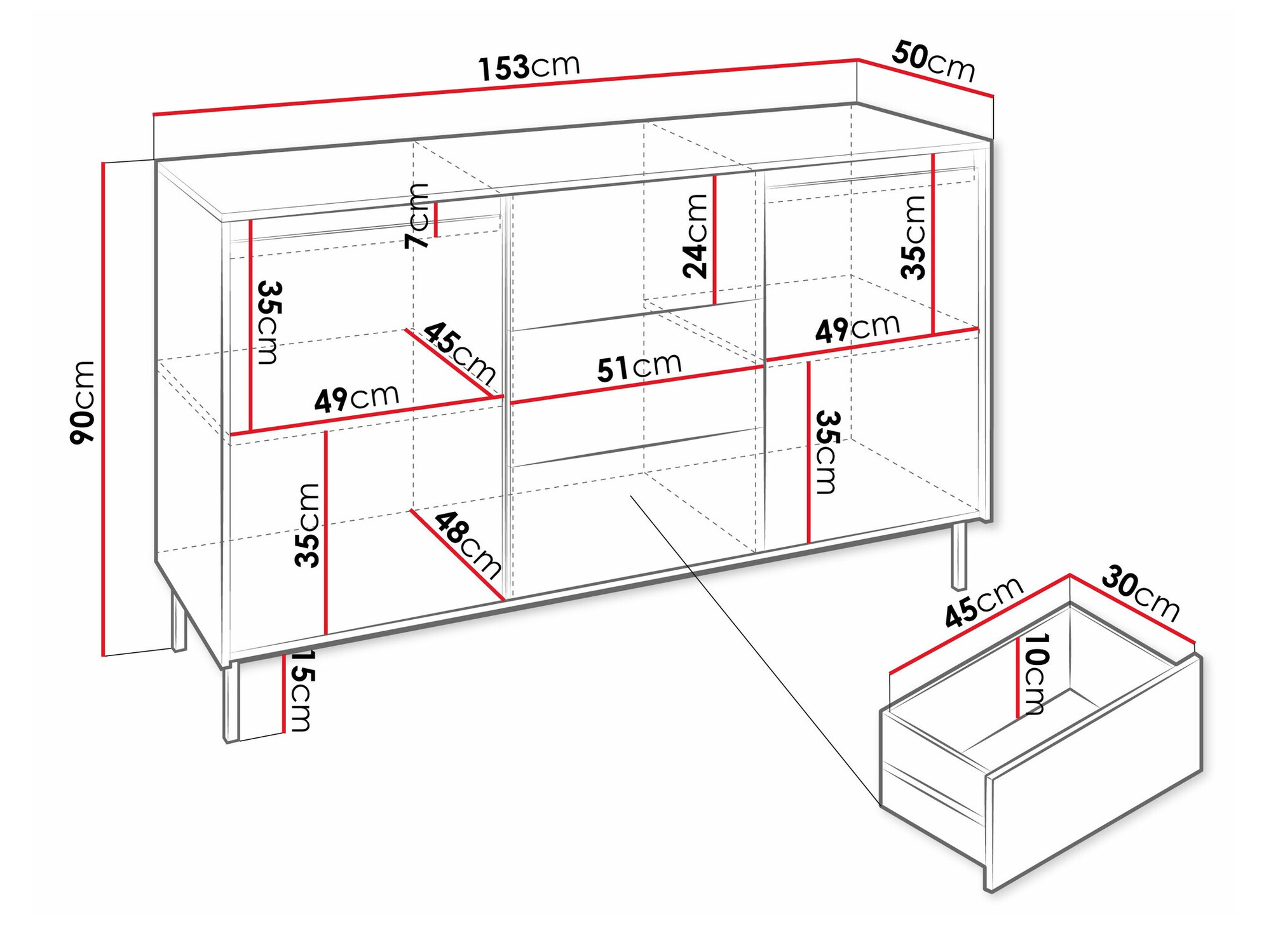 Komoda Comfivo Delruva 101 (Črna)