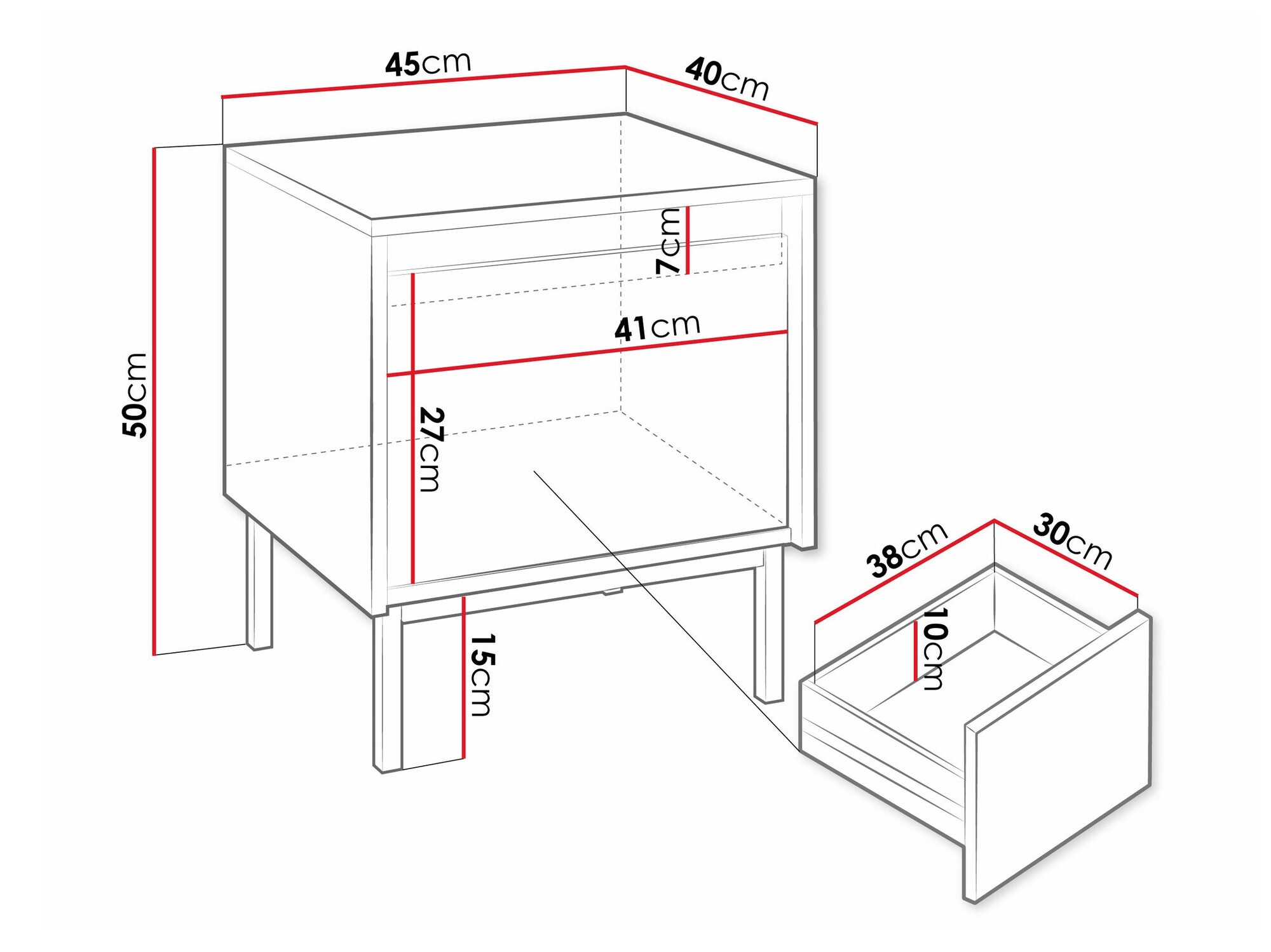 Nočna omarica Comfivo Delruva 105 (Bela)