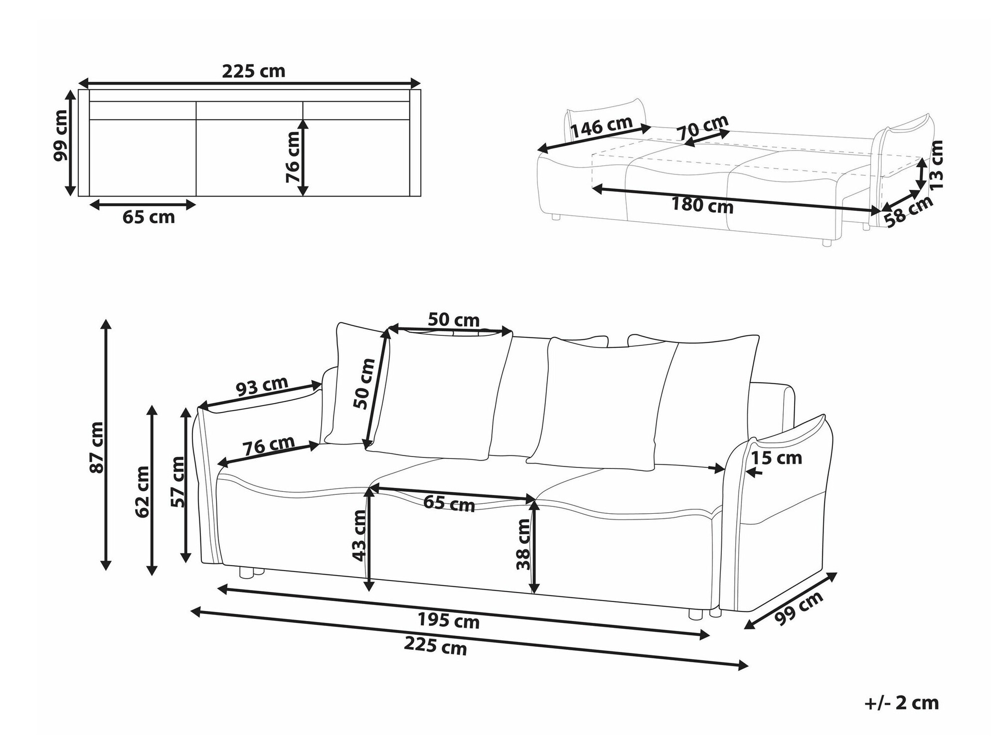 Raztegljiv kavč Berwyn 1988 (Svetlo rjava)