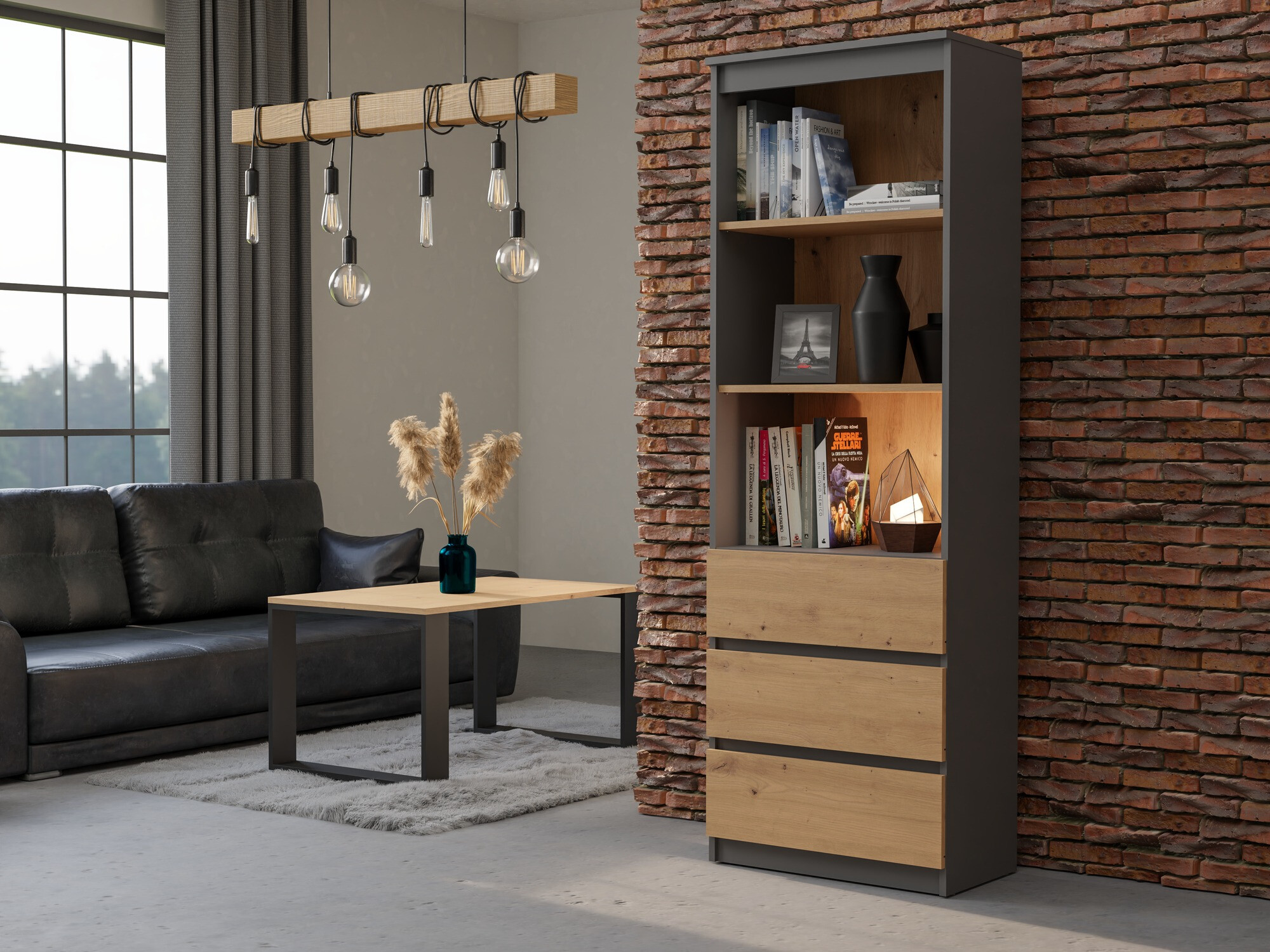 Regal Mandeville 246 (Antracit + Artisan hrast)