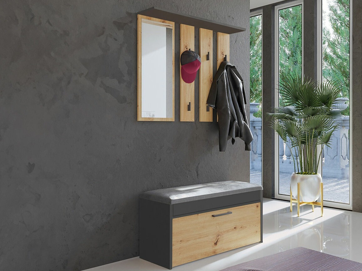 Komplet za predsobo Mandeville 218 (Antracit + Artisan hrast)