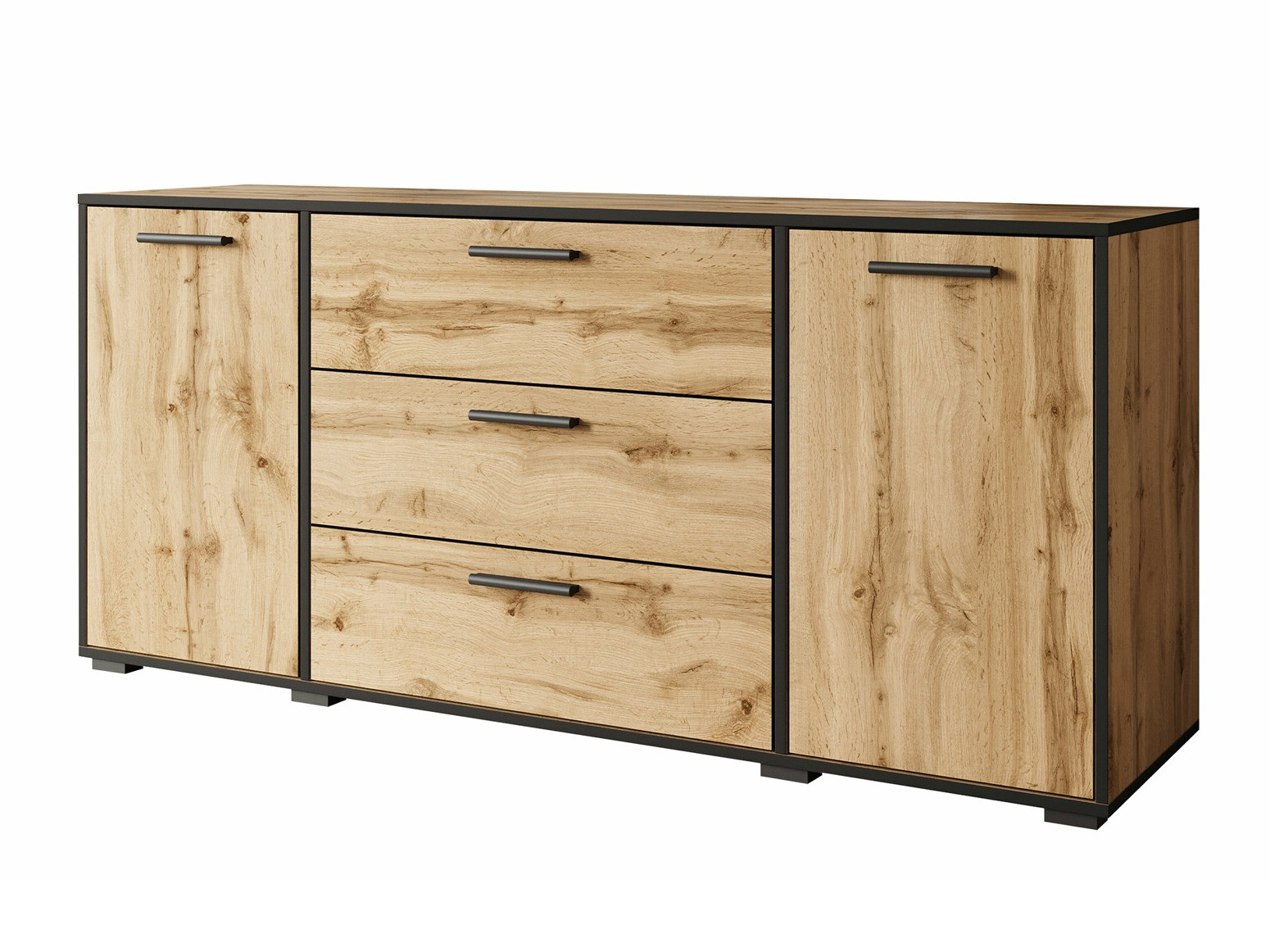 Komoda Sarasota 174 (Črna + Wotan hrast)