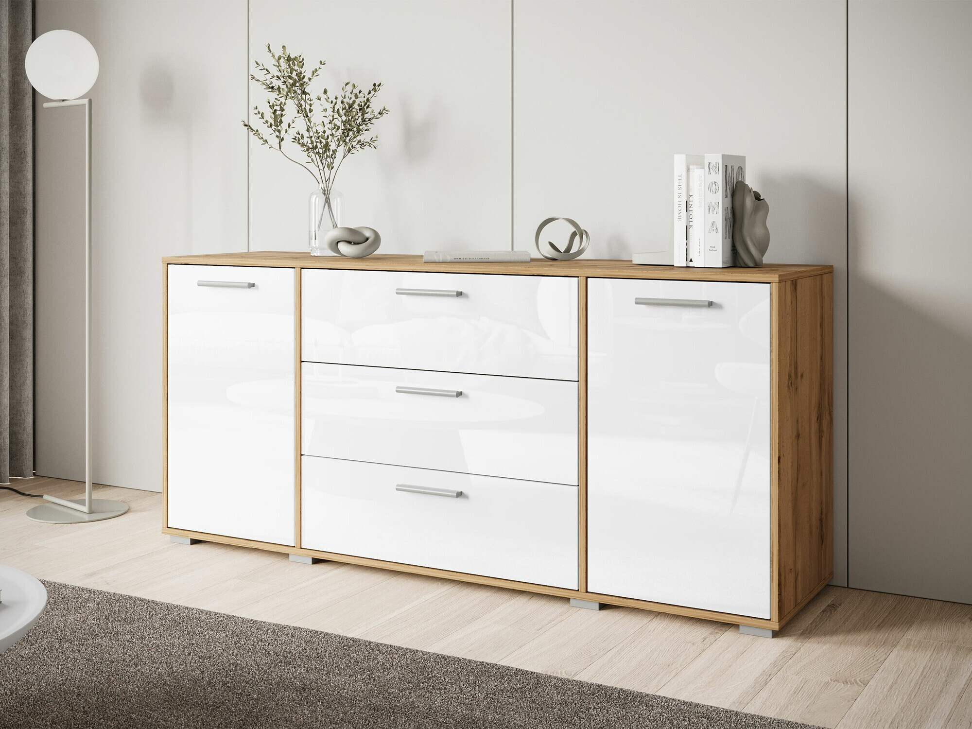 Komoda Sarasota 174 (Wotan hrast + Sijaj bela)