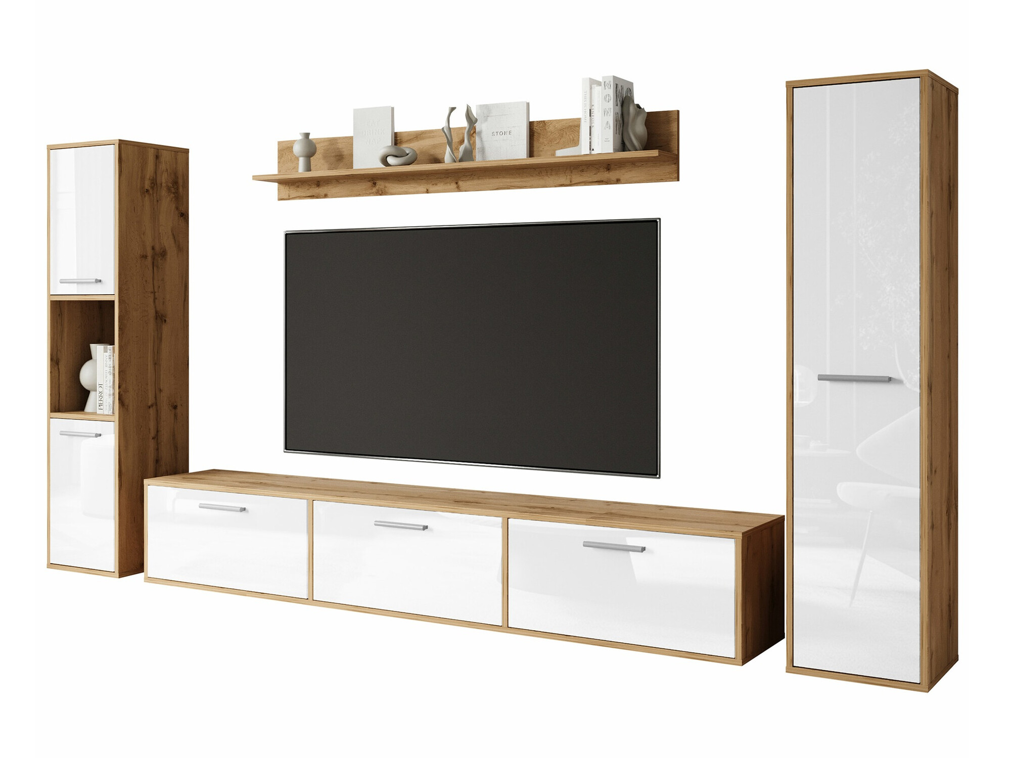 Komplet za dnevno sobo Sarasota 175 (Wotan hrast + Sijaj bela)