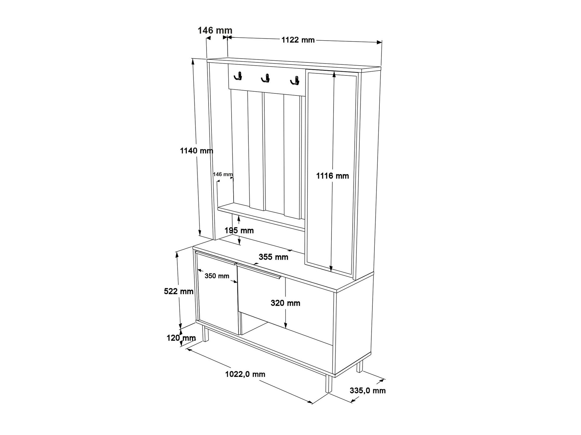 Komplet za predsobo Fertore 110 (Oreh)