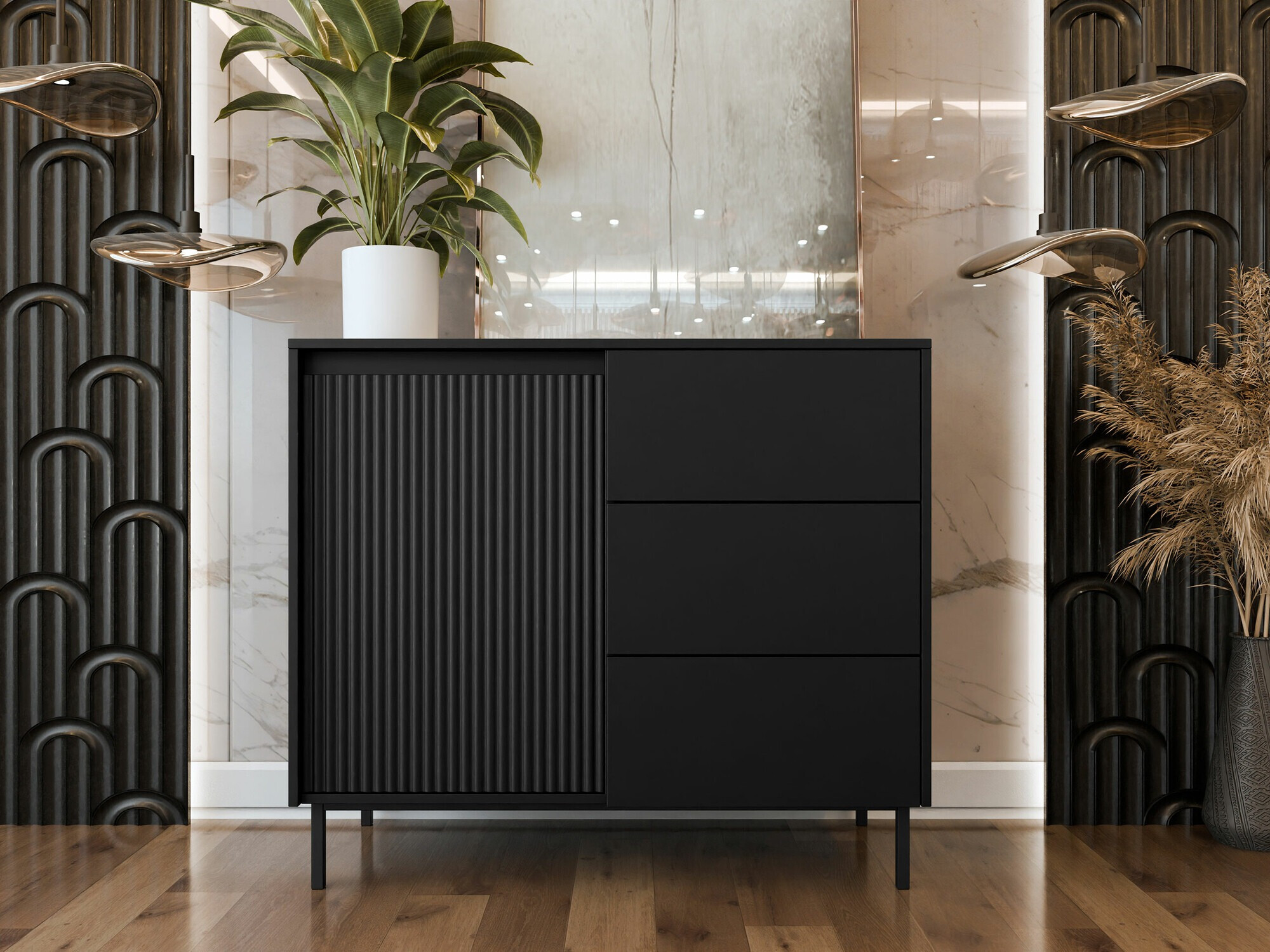 Komoda Comfivo Delruva 100 (Črna)