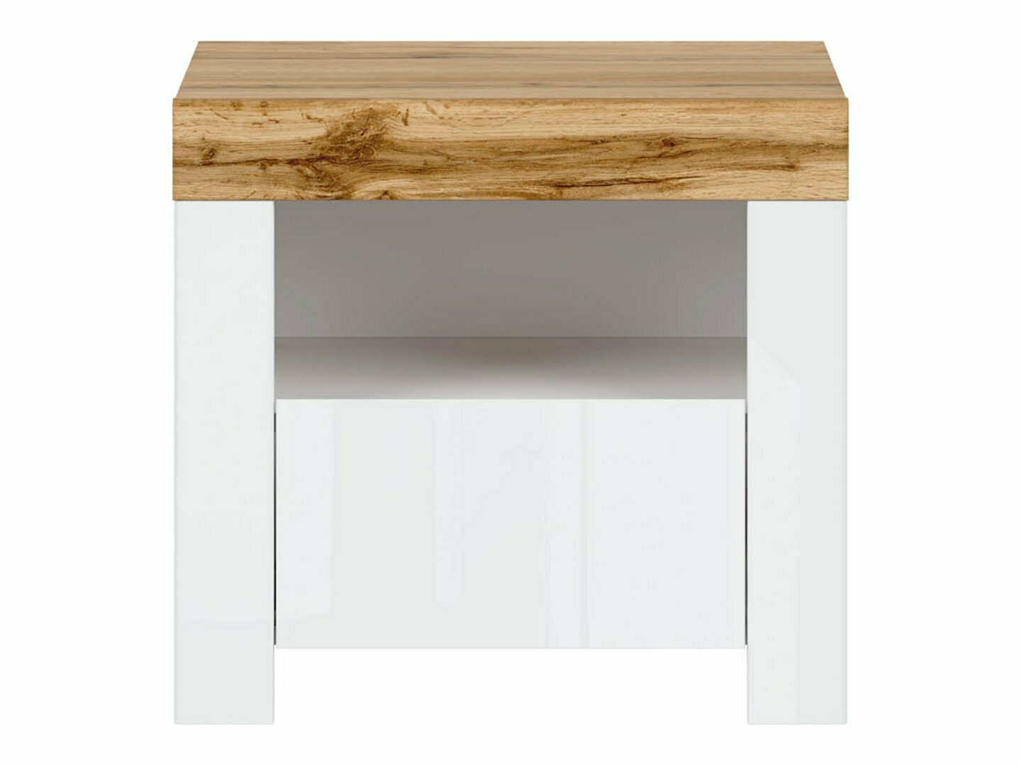 Nočna omarica Sonsoru 113 (Bela + Sijaj bela + Wotan hrast)