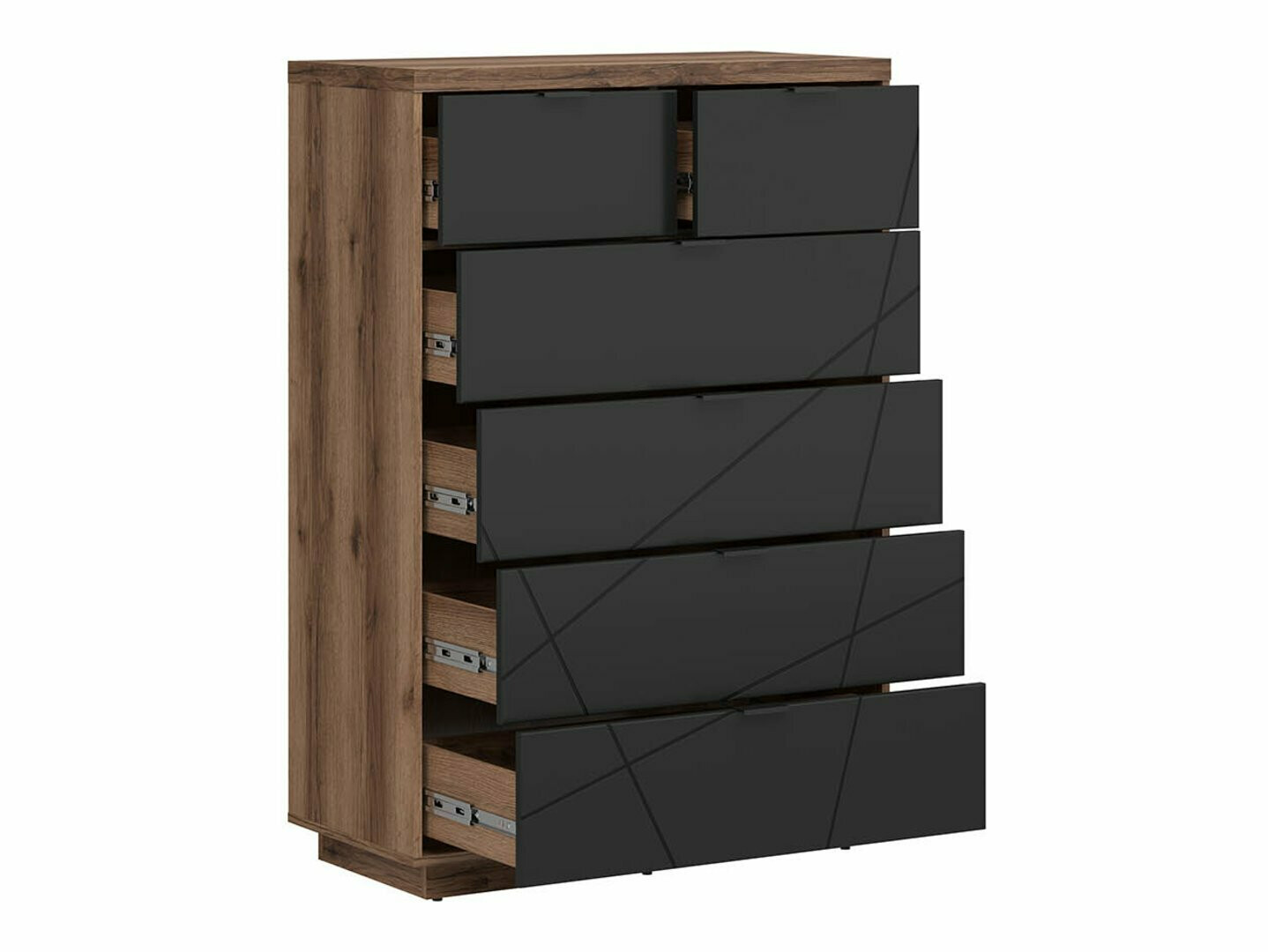 Komoda Fivale 119 (Temni delano hrast + Mat črna)