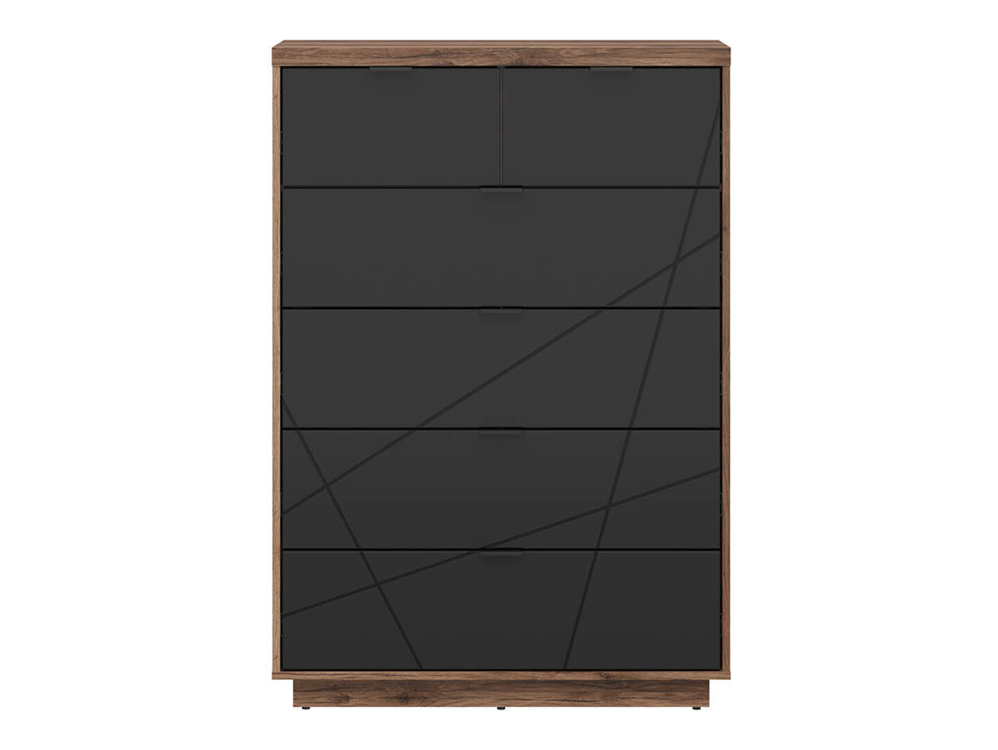Komoda Fivale 119 (Temni delano hrast + Mat črna)