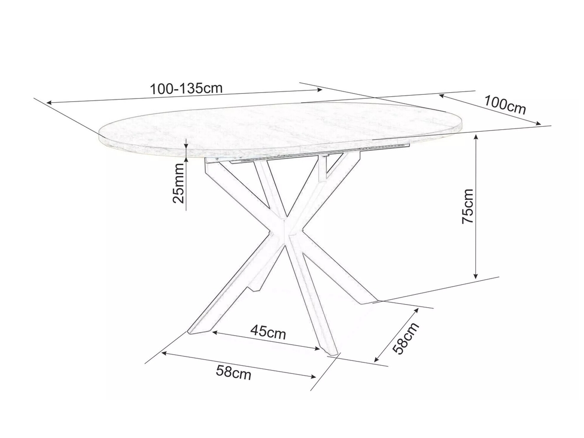 Miza Detroit 115 (Črni marmor)