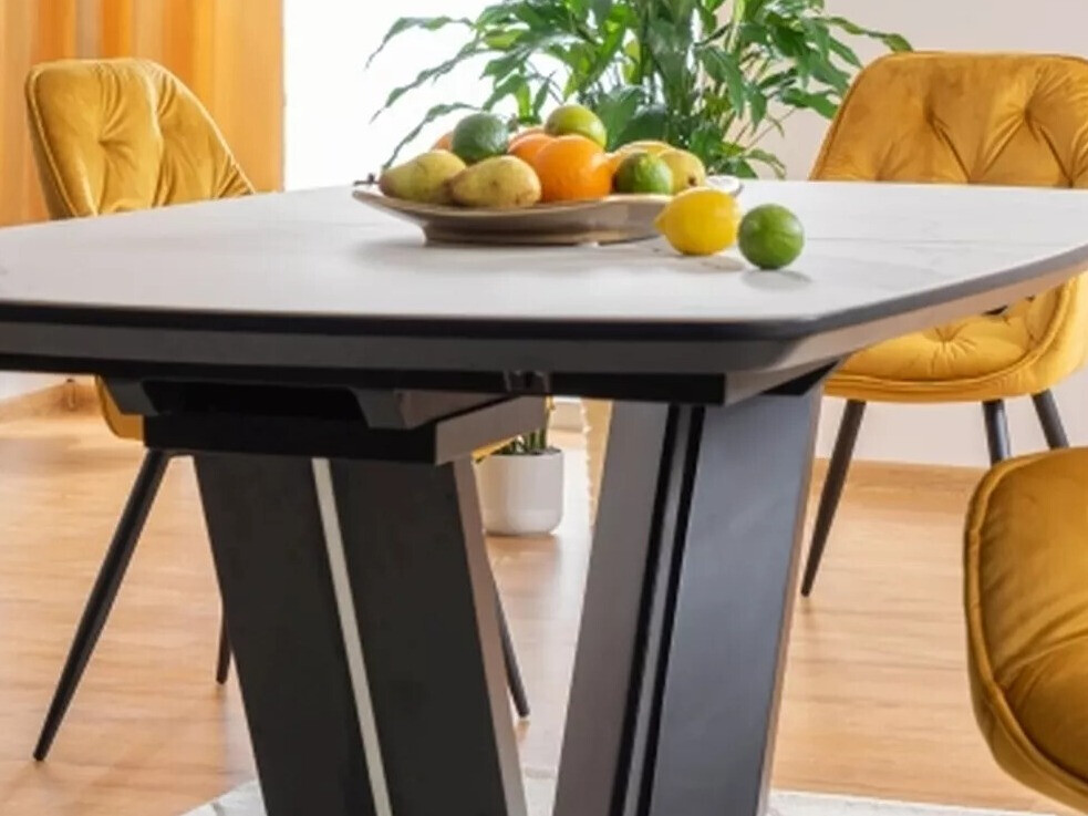 Miza Detroit 116 (Beli marmor + Črna)