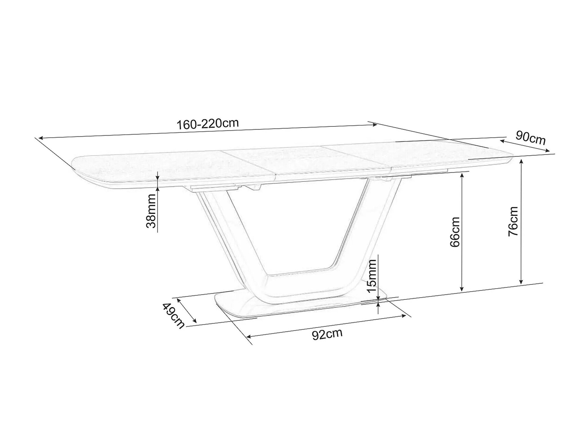Miza Detroit 116 (Beli marmor + Črna)