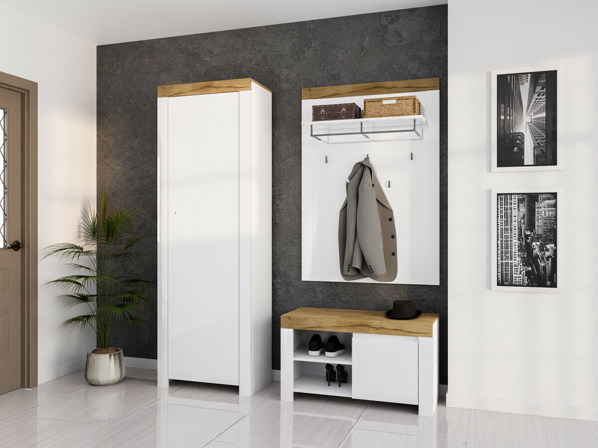 Omarica za čevlje Sonsoru 118 (Bela + Sijaj bela + Wotan hrast)