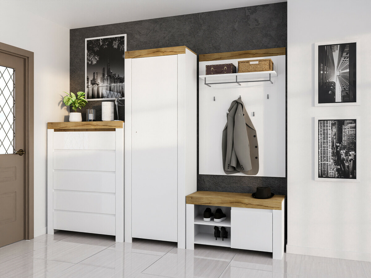 Omarica za čevlje Sonsoru 118 (Bela + Sijaj bela + Wotan hrast)