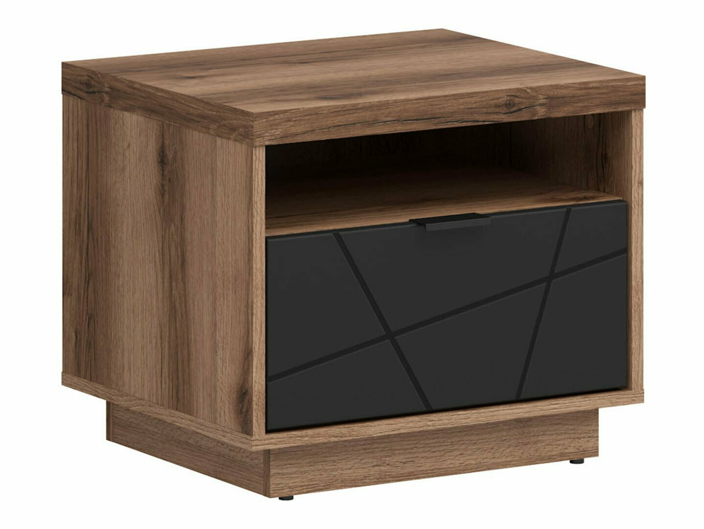 Nočna omarica Fivale 115 (Temni delano hrast + Mat črna)