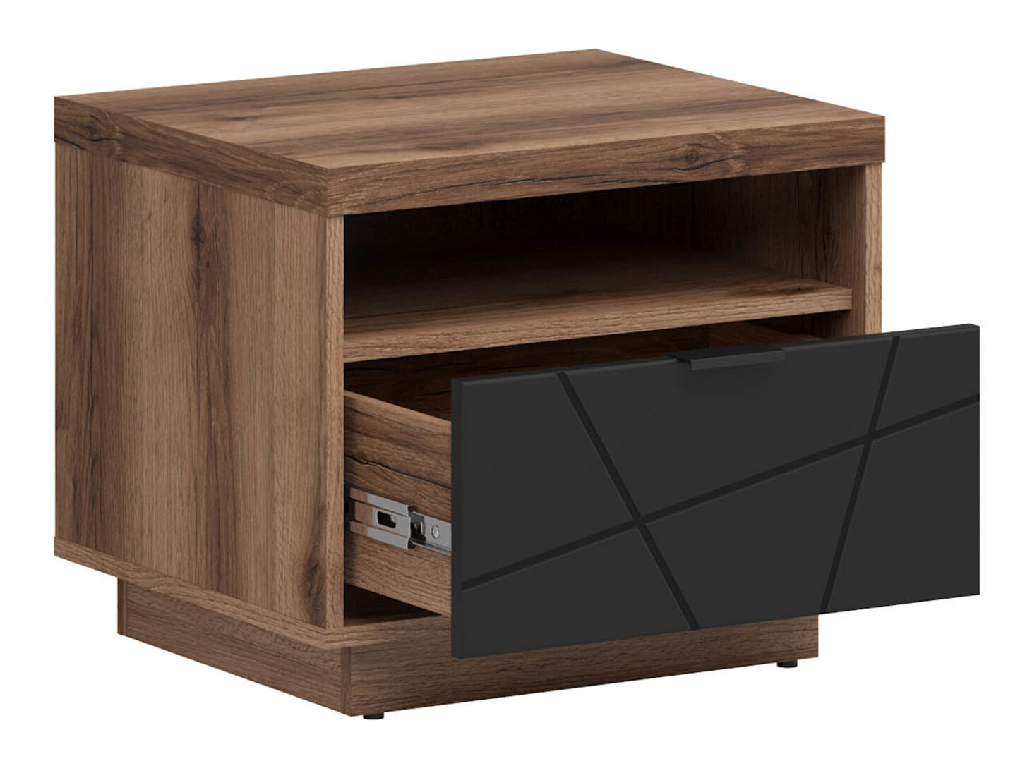 Nočna omarica Fivale 115 (Temni delano hrast + Mat črna)