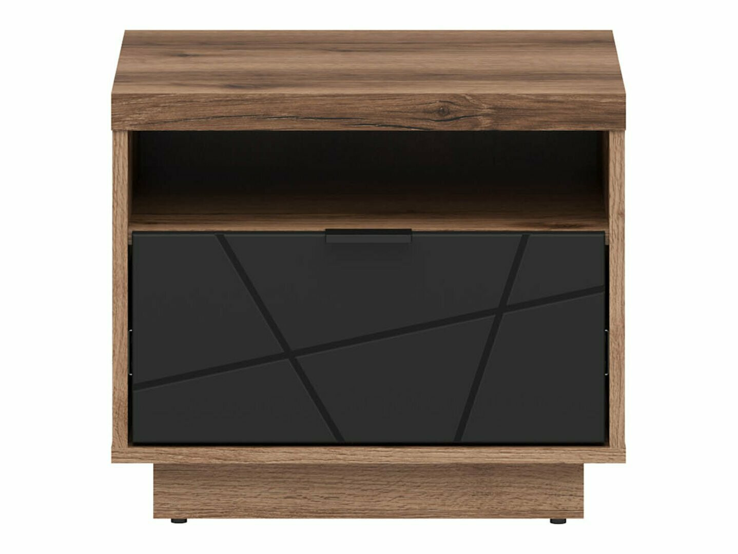 Nočna omarica Fivale 115 (Temni delano hrast + Mat črna)