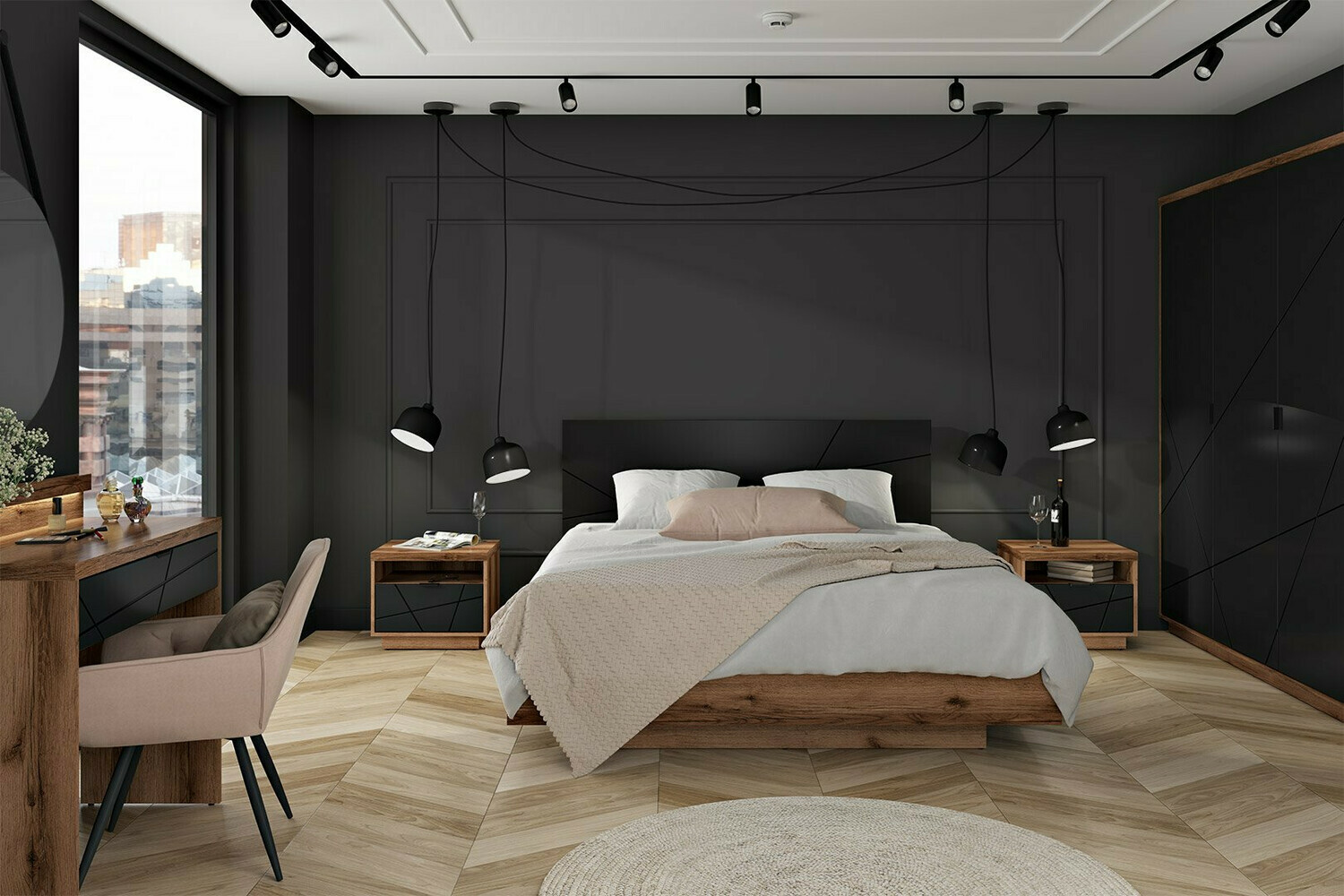 Pisalna miza Fivale 120 (Temni delano hrast + Mat črna)