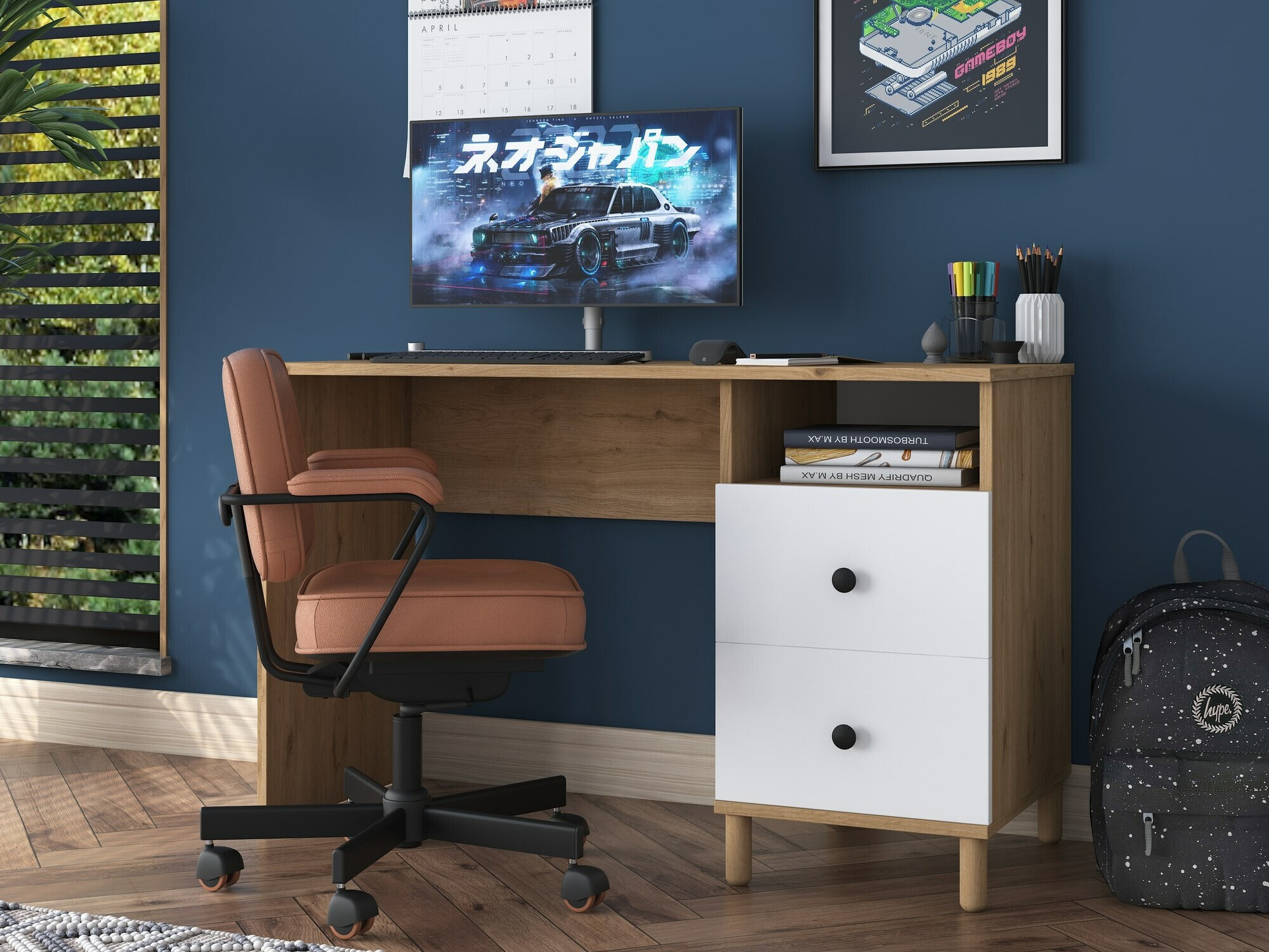 Pisalna miza Catdelu 102 (Oreh + Bela)