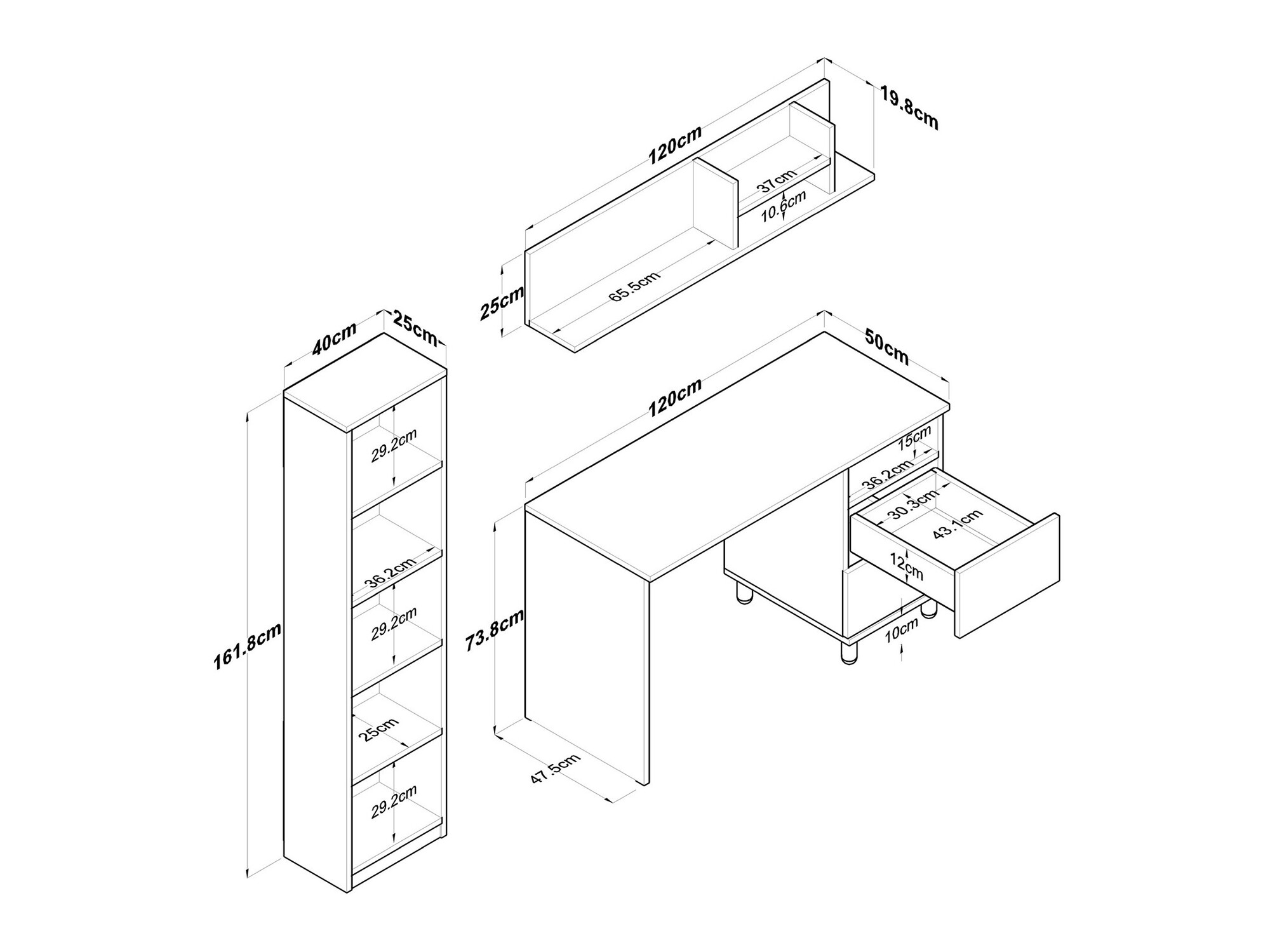 Komplet za domačo pisarno Catdelu 107 (Oreh + Bela)