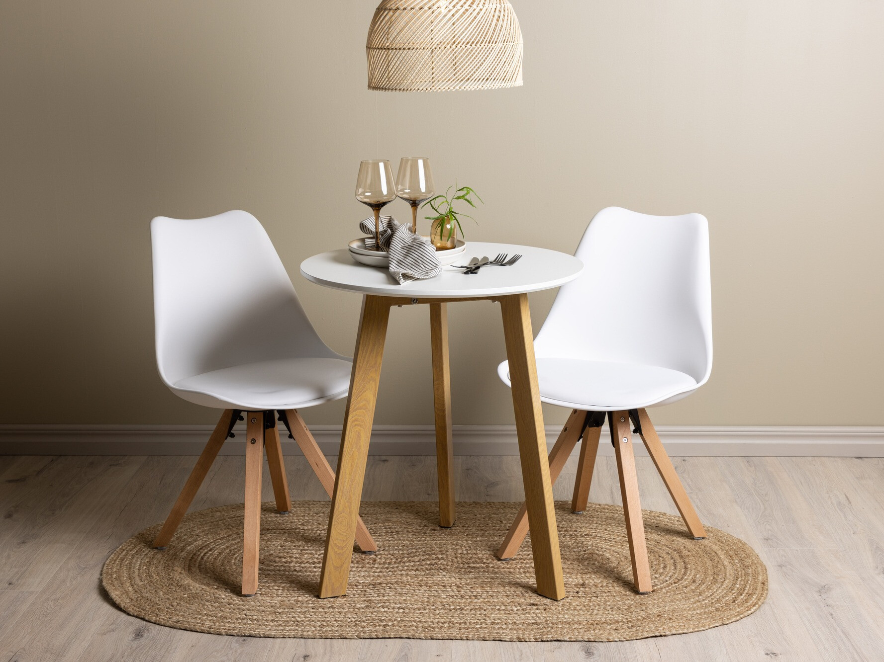 Jedilniški komplet Dallas 3781 (Bela + Svetlo rjava)