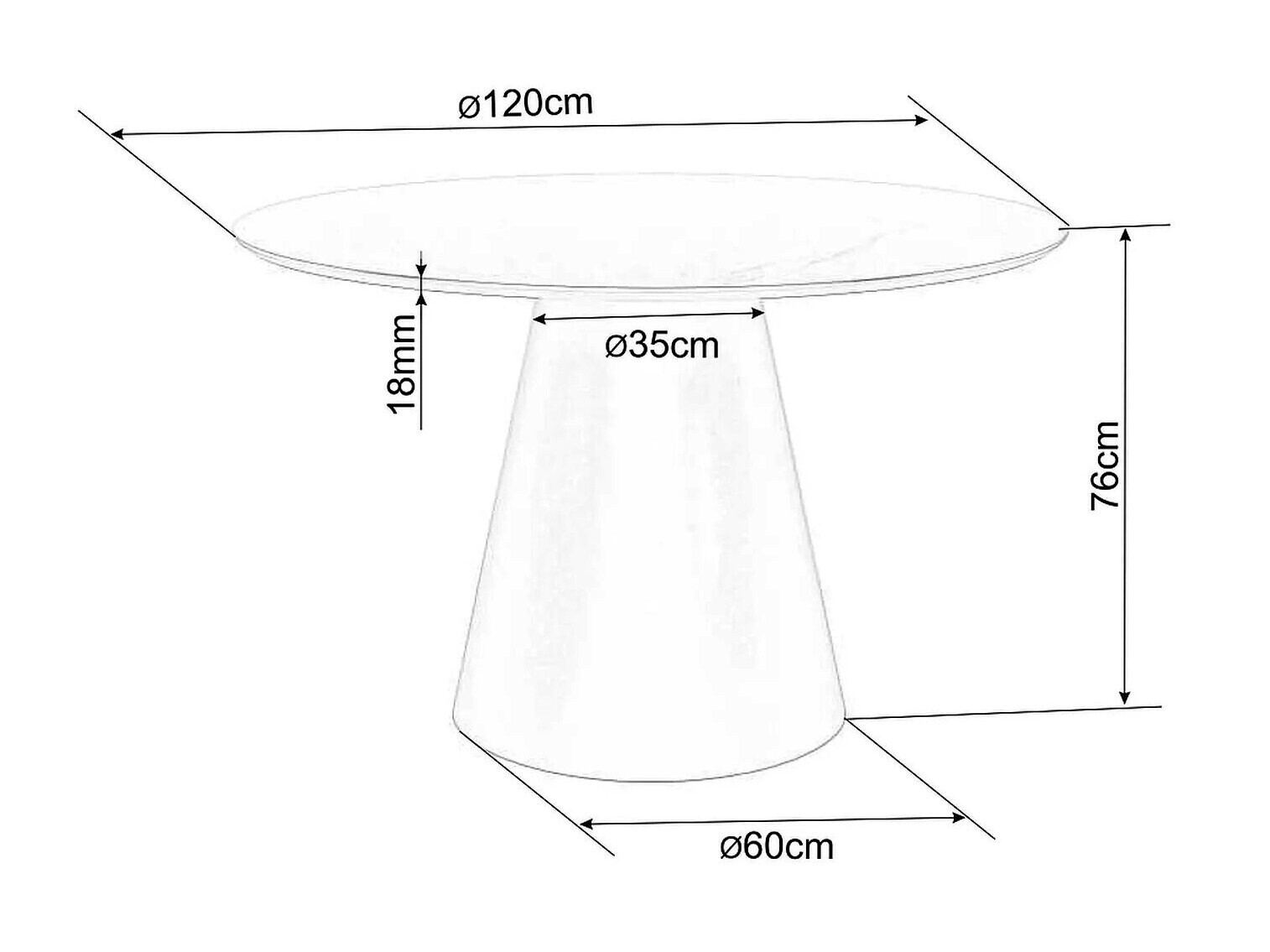 Miza Detroit 137 (Sivi marmor + Črna)