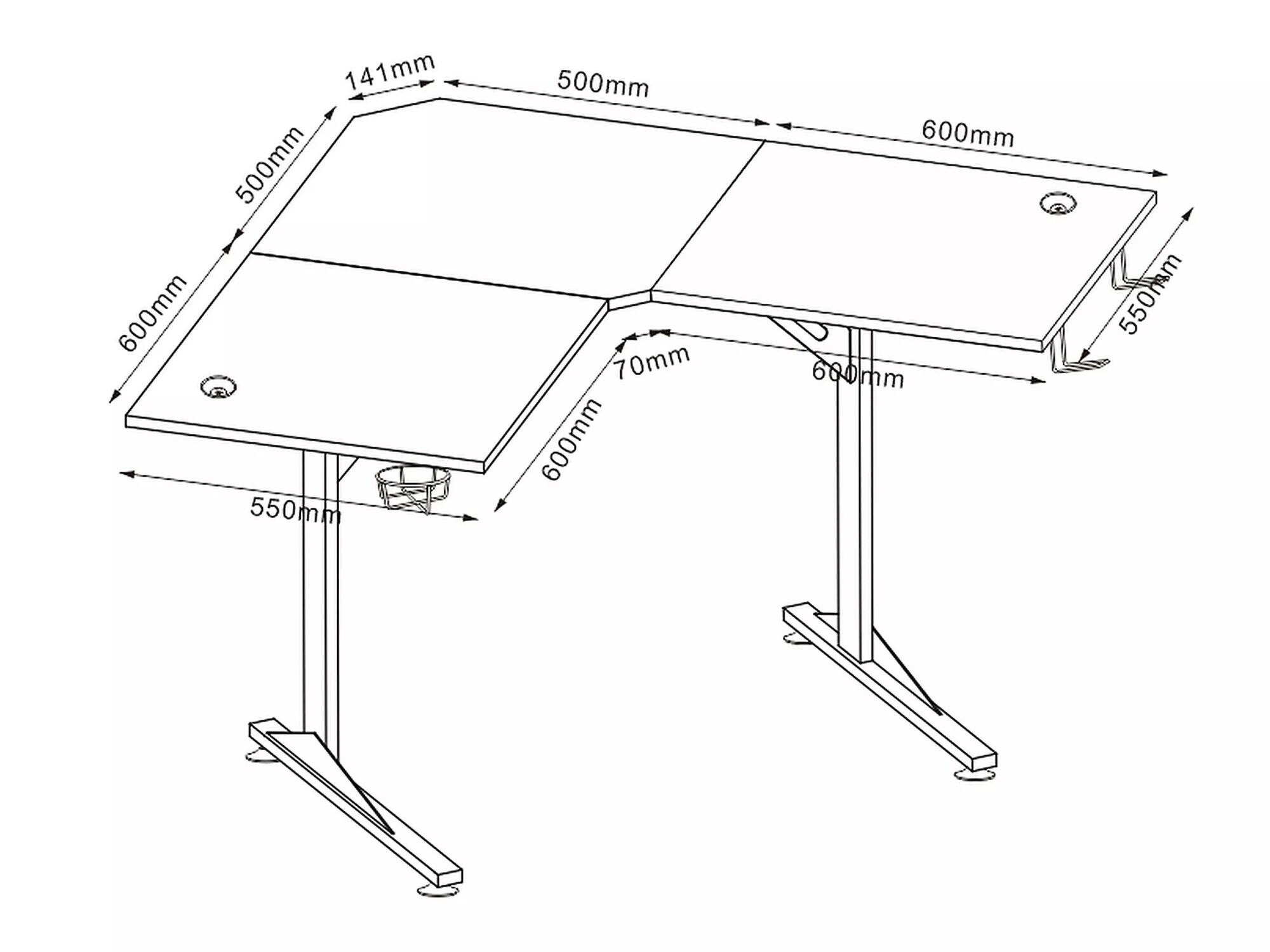 Kotna pisalna miza Detroit 215