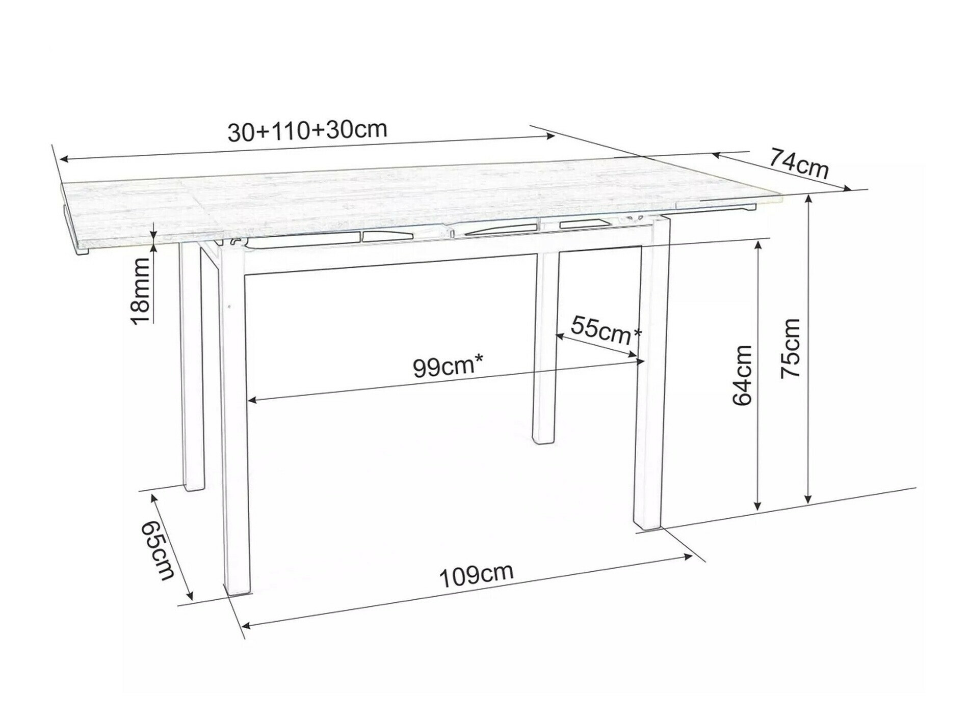 Miza Detroit 169 (Črna)