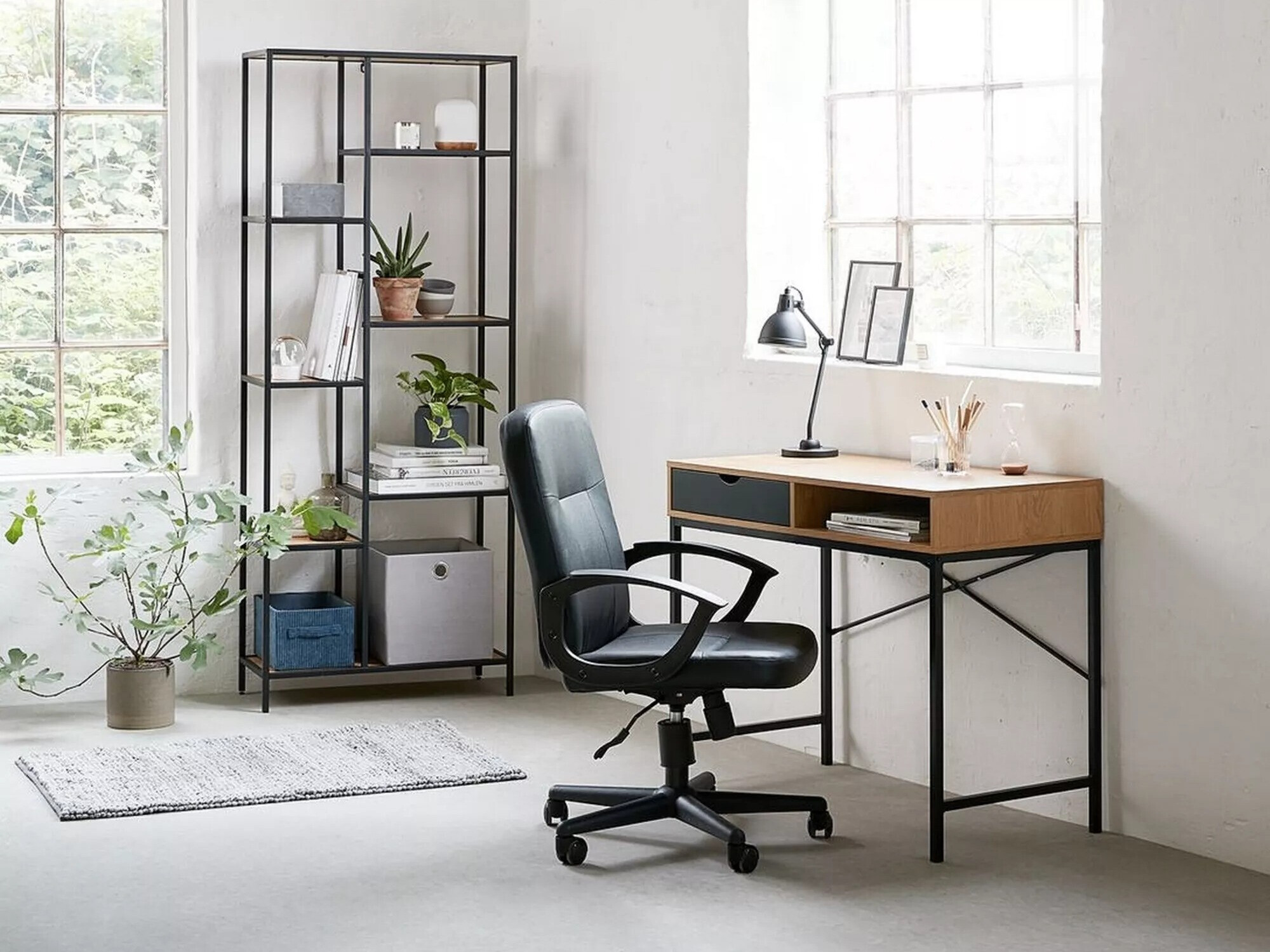 Regal Detroit 165 (Črna + Hrast)