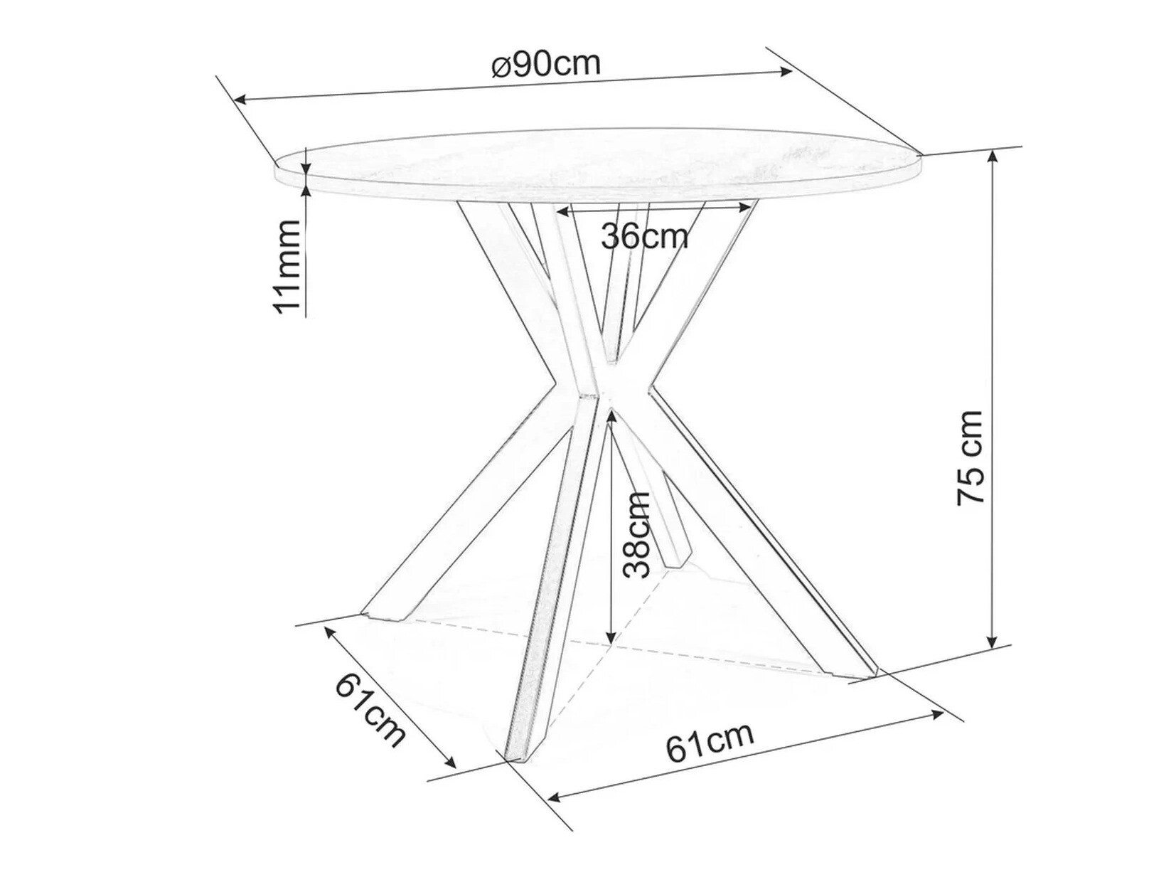 Miza Detroit 271 (Sivi marmor)