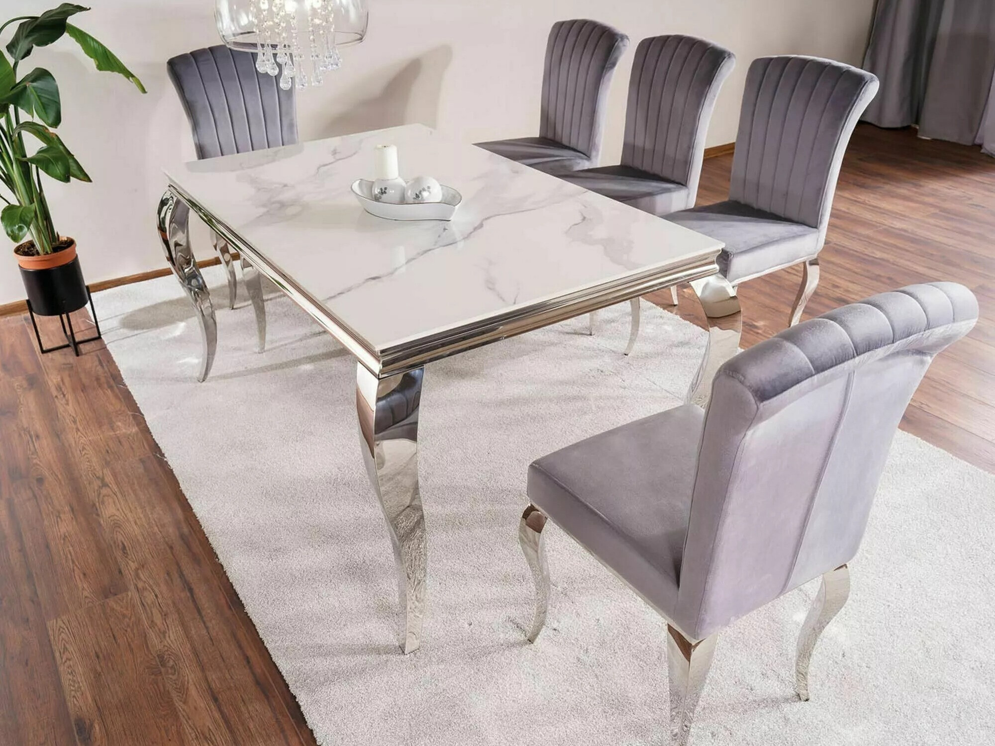 Miza Detroit 323 (Srebrna + Beli marmor)