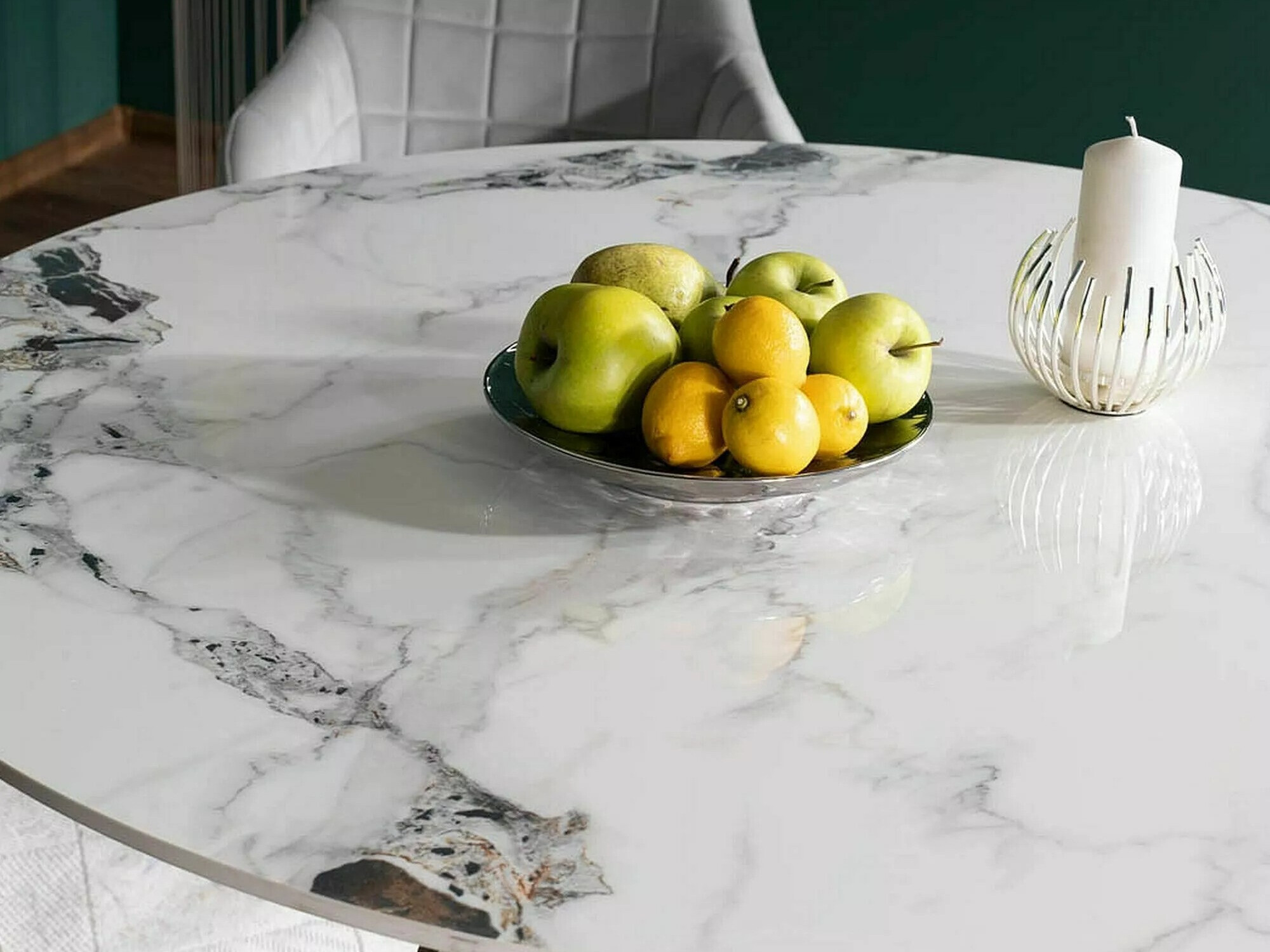 Miza Detroit 339 (Beli marmor + Srebrna)