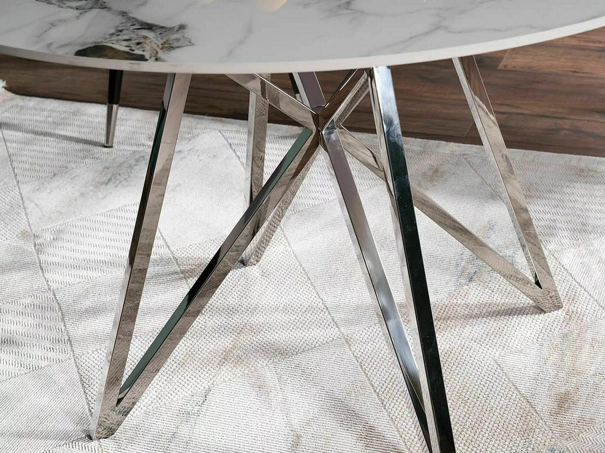 Miza Detroit 339 (Beli marmor + Srebrna)