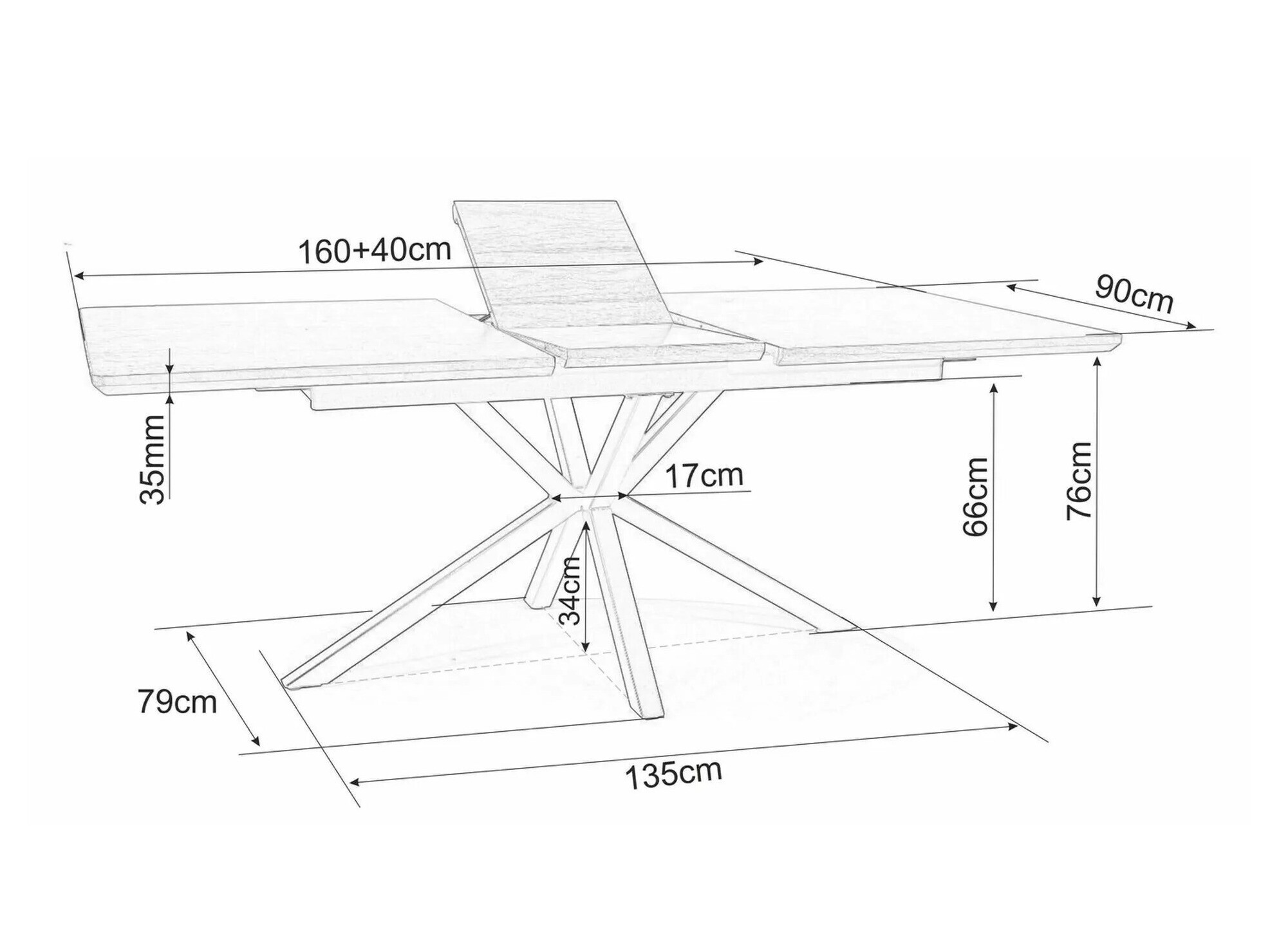 Miza Detroit 374 (Beli marmor + Črna)