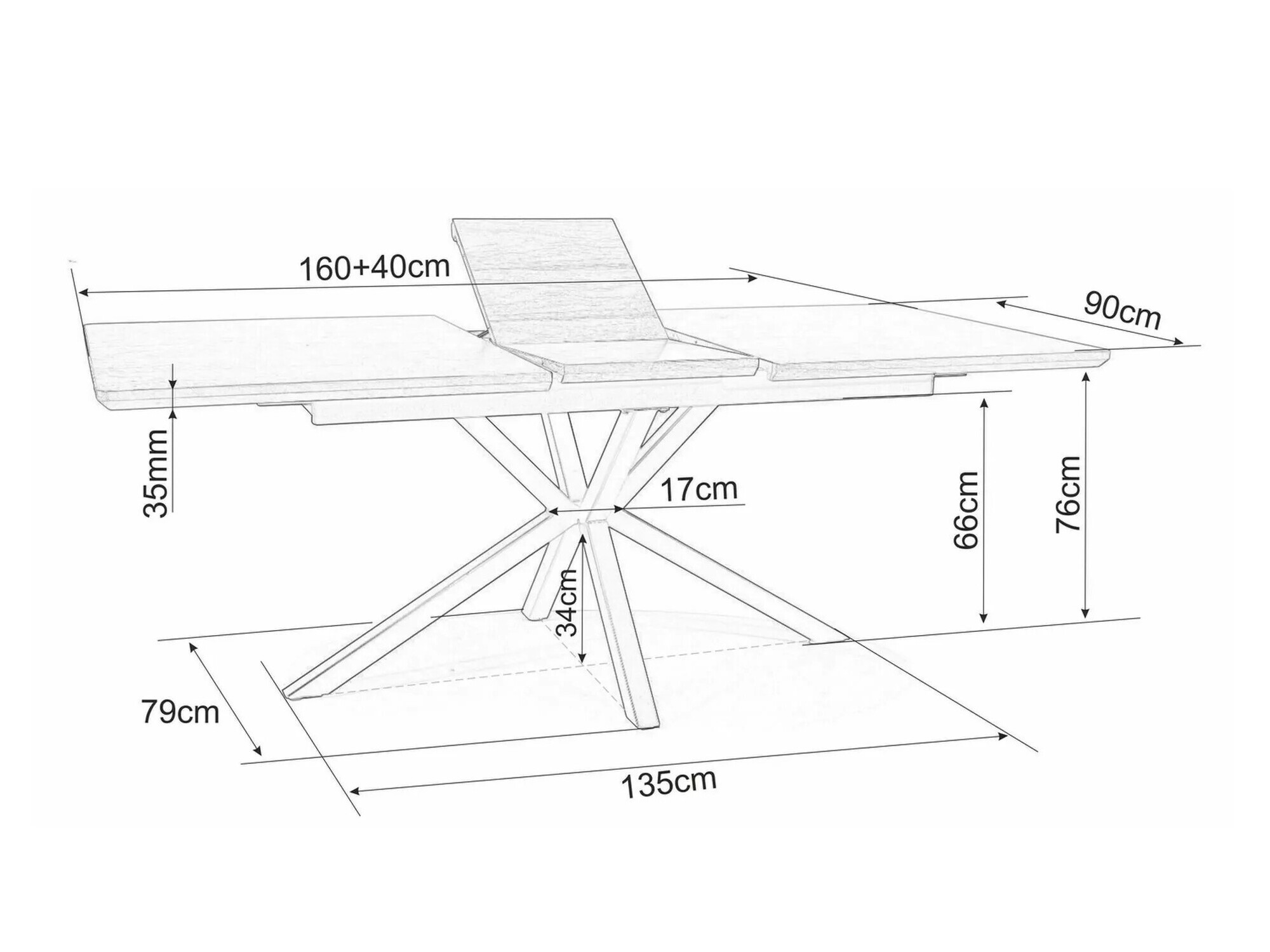 Miza Detroit 374 (Hrast + Črna)